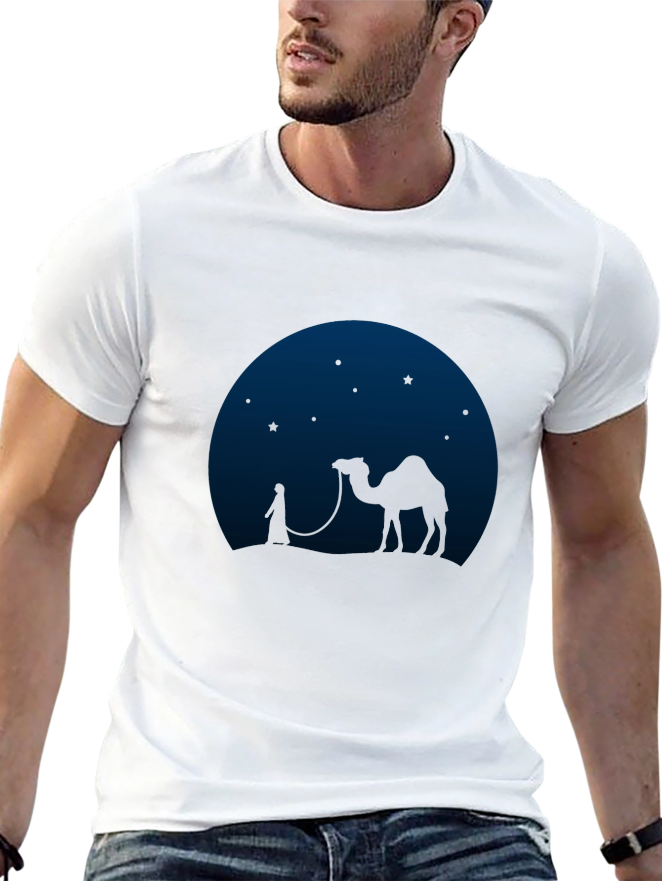 Desert Night T-Shirt - Camel Silhouette Graphic Tee