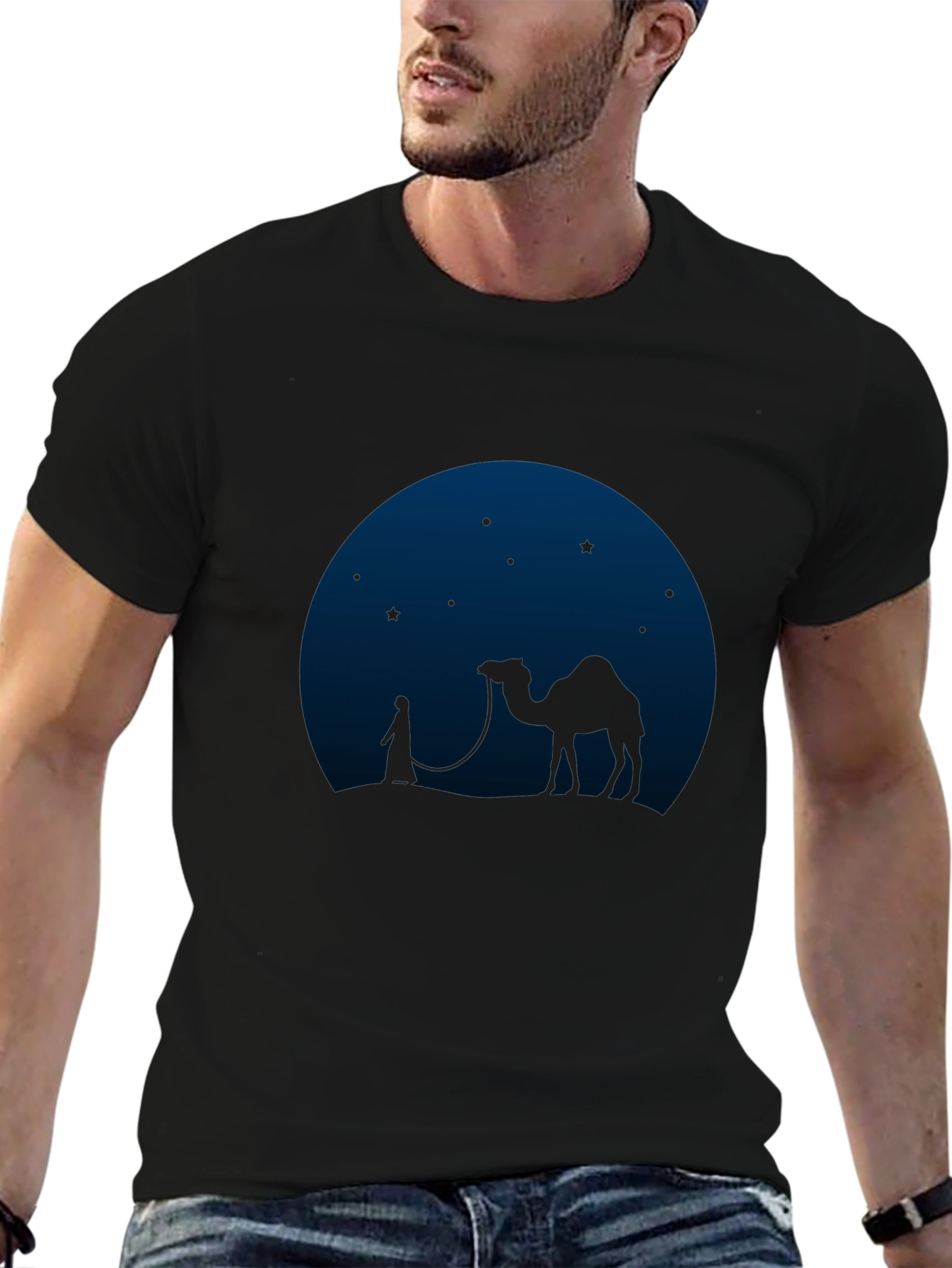 Desert Night T-Shirt - Camel Silhouette Graphic Tee