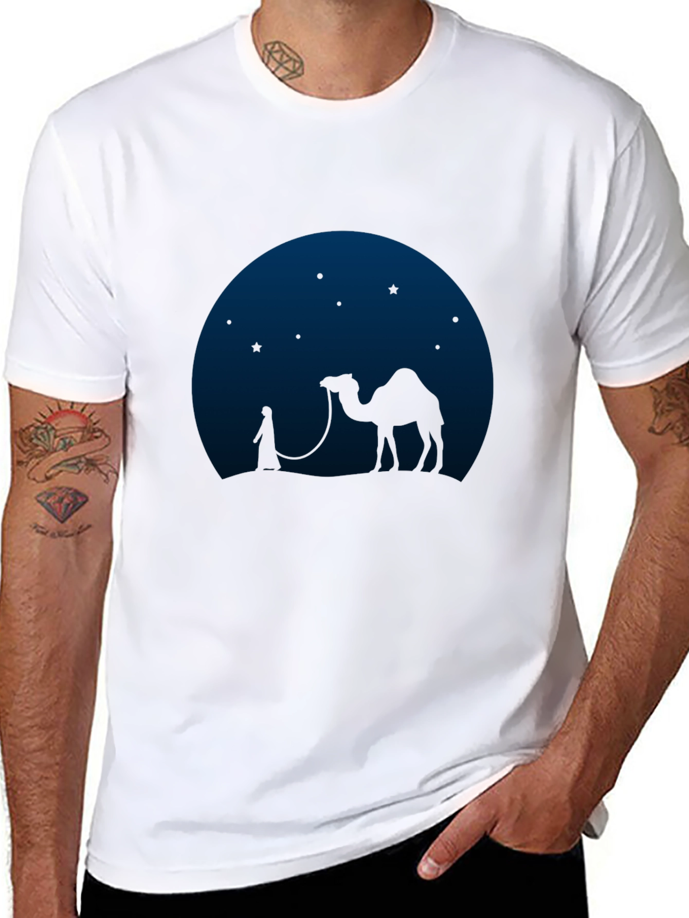 Desert Night T-Shirt - Camel Silhouette Graphic Tee