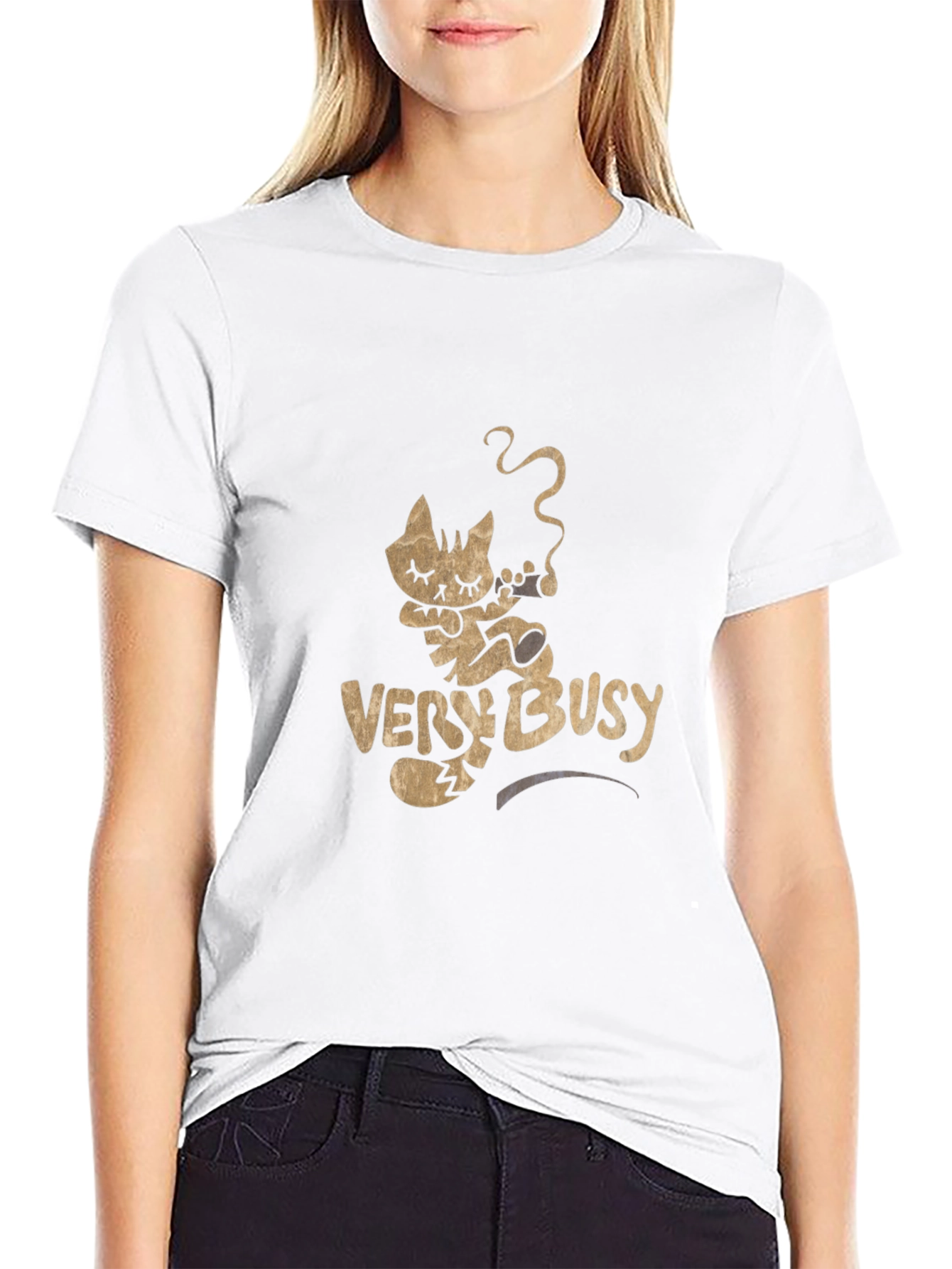 Funny Cat Smoking Tee - Very Busy Design