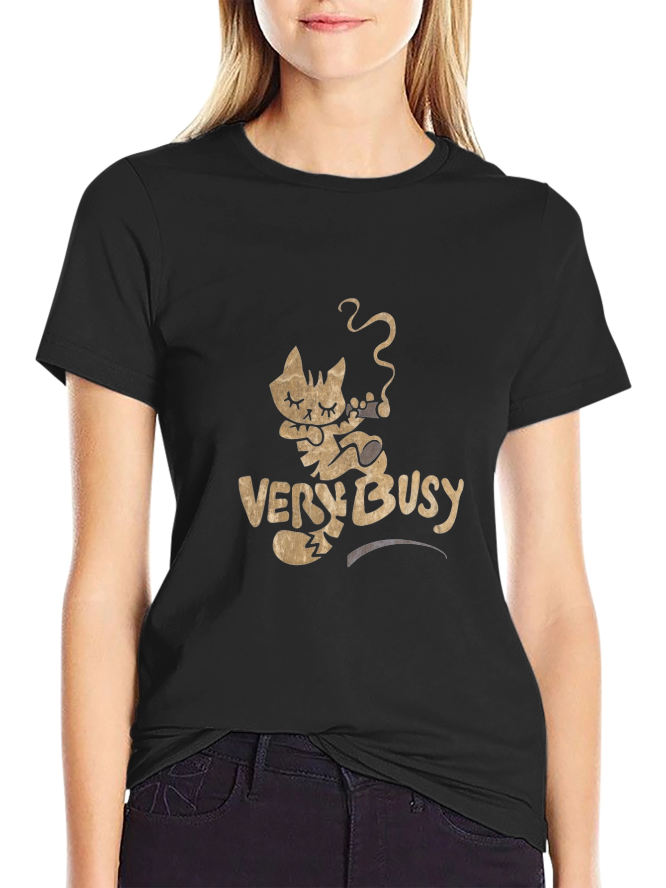 Funny Cat Smoking Tee - Very Busy Design