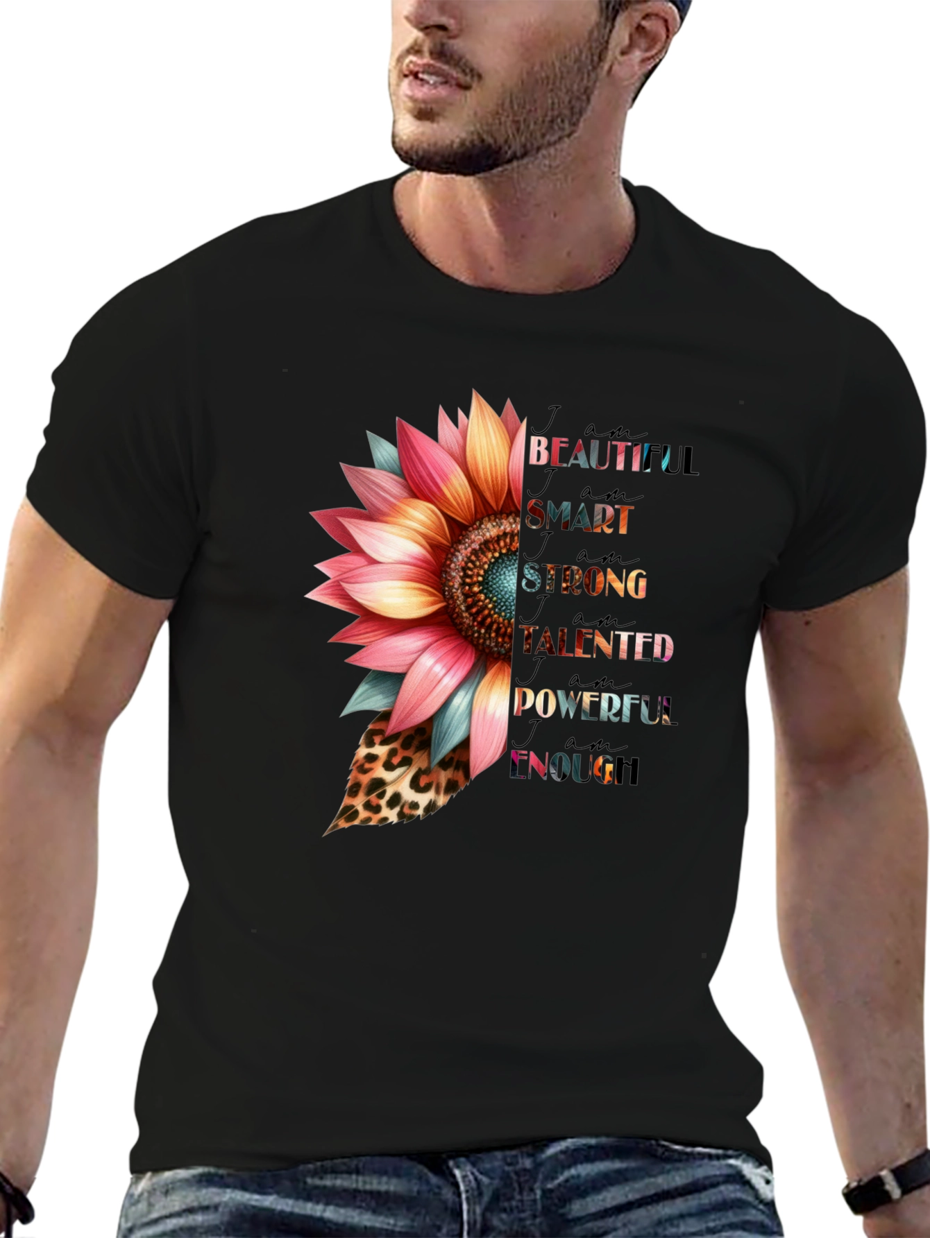 I am Beautiful Sunflower Graphic T-Shirt
