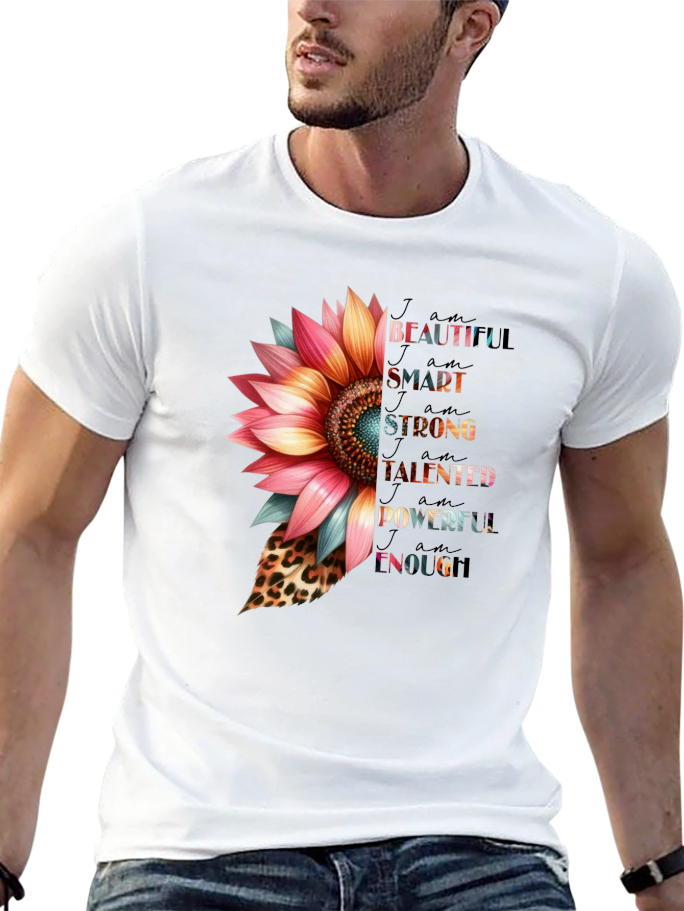 I am Beautiful Sunflower Graphic T-Shirt