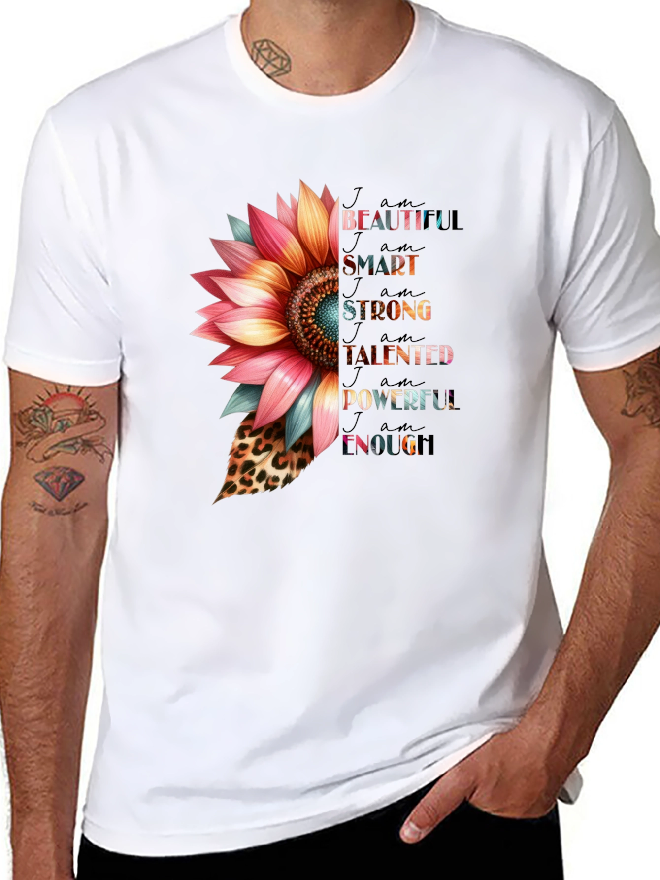 I am Beautiful Sunflower Graphic T-Shirt