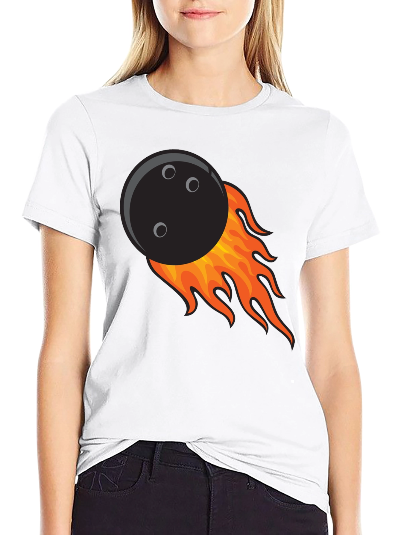 Flaming Bowling Ball Graphic Tee - Cool Strike!