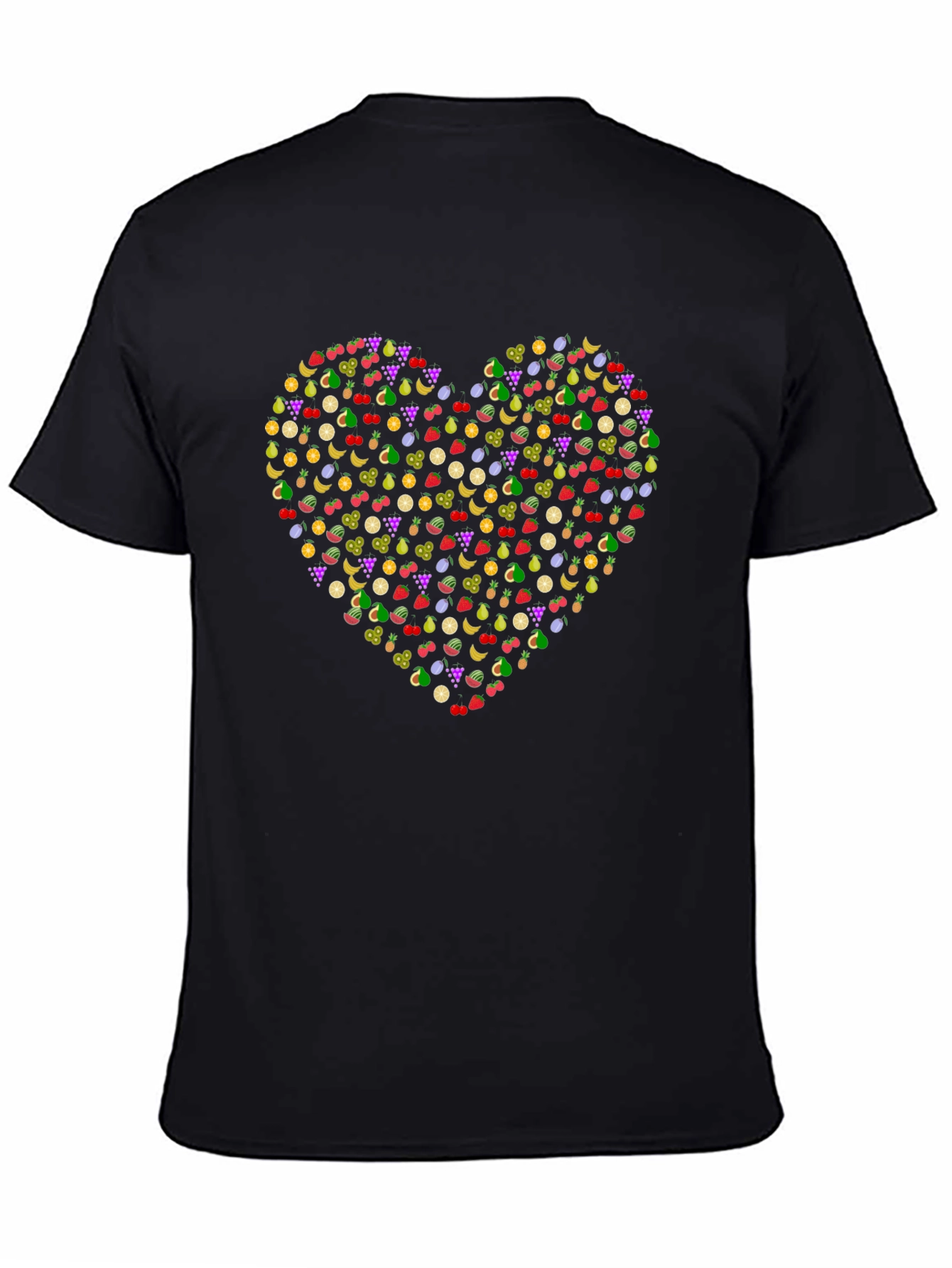 Fruit Heart Graphic Black T-Shirt