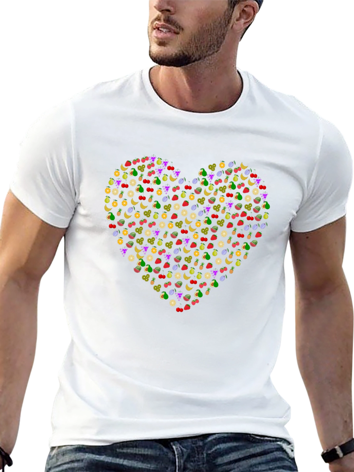 Fruit Heart Graphic Black T-Shirt