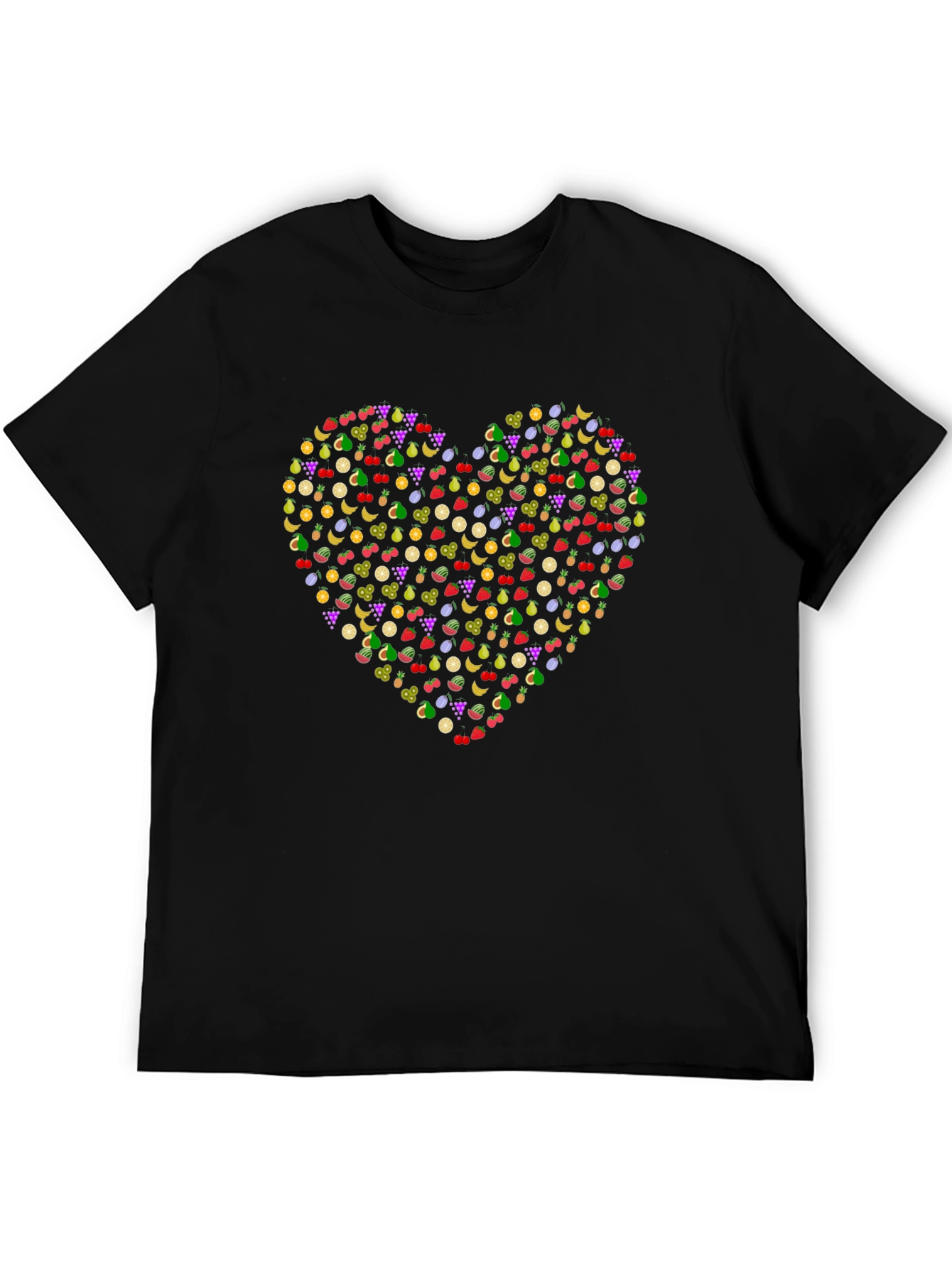 Fruit Heart Graphic Black T-Shirt