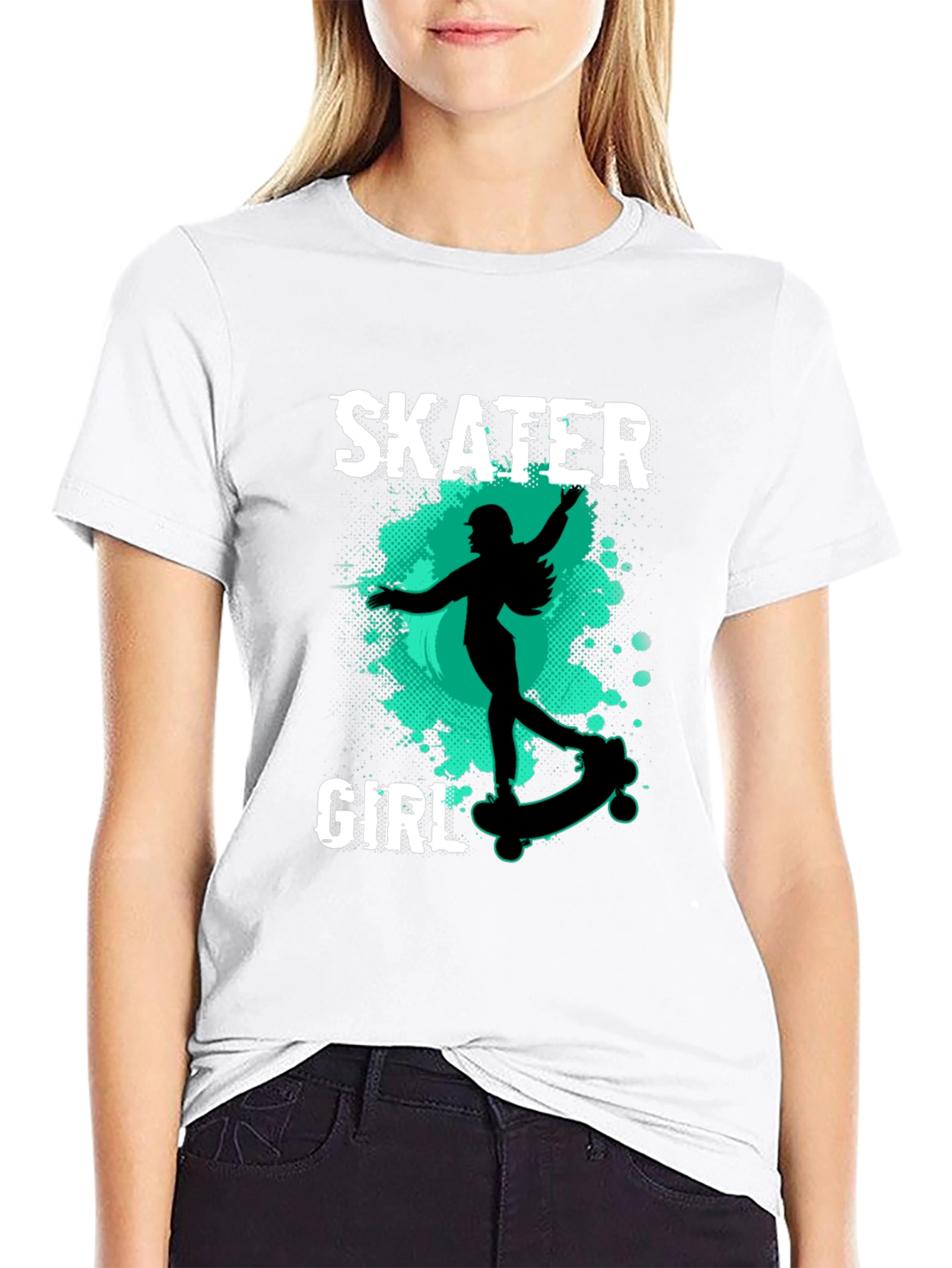 Skater Girl Graphic Tee - Cool Black T-Shirt