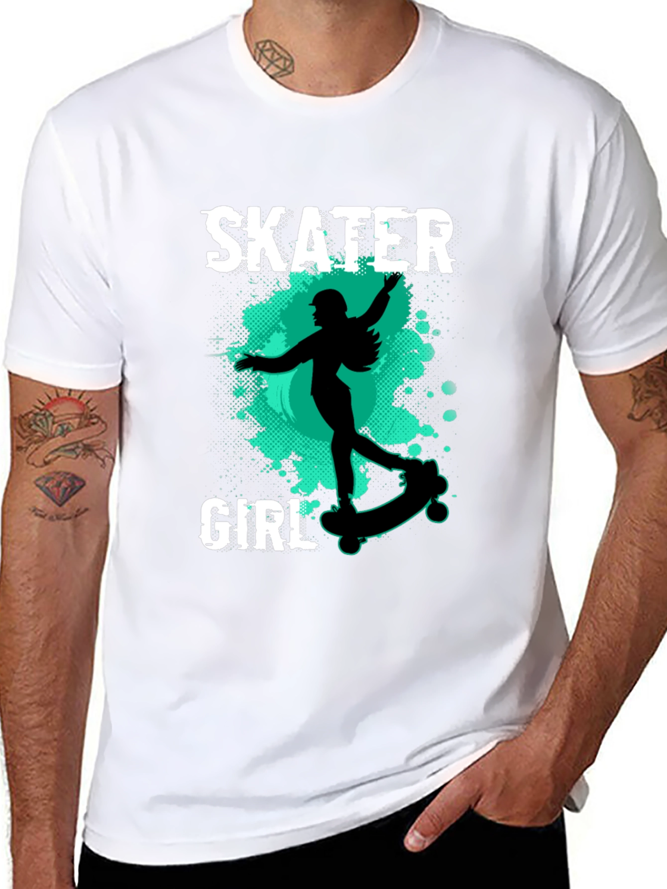 Skater Girl Graphic Tee - Cool Black T-Shirt