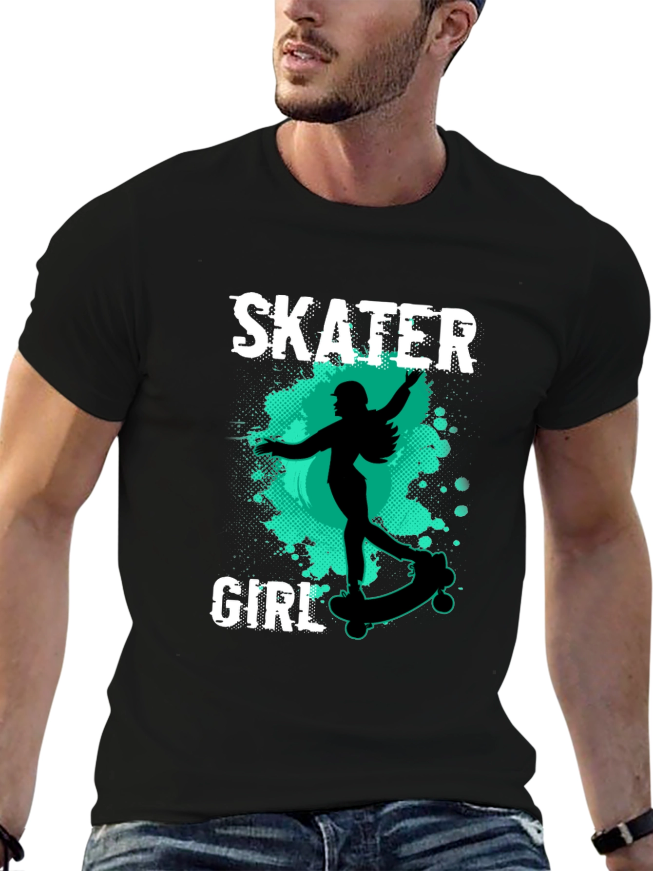 Skater Girl Graphic Tee - Cool Black T-Shirt
