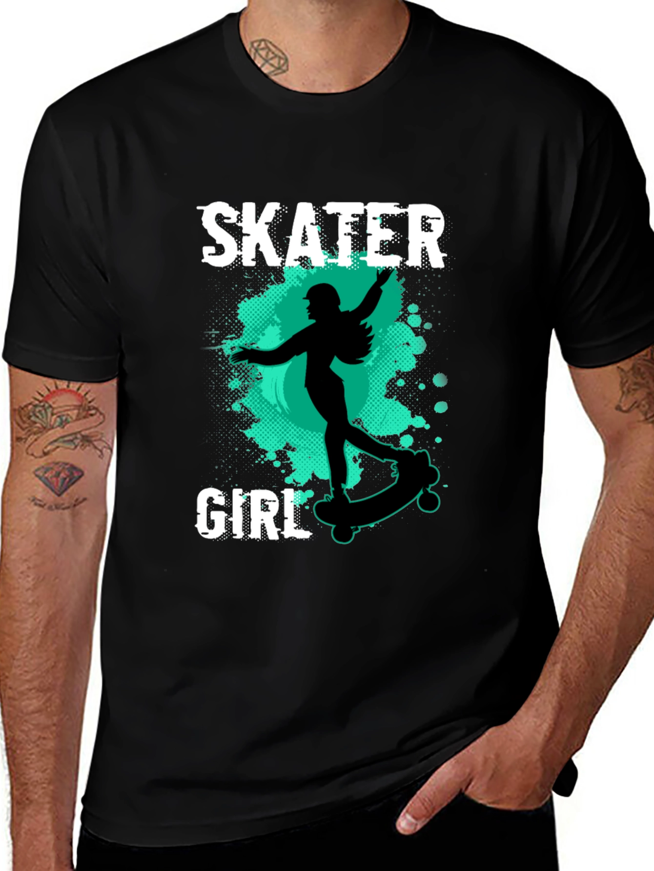 Skater Girl Graphic Tee - Cool Black T-Shirt