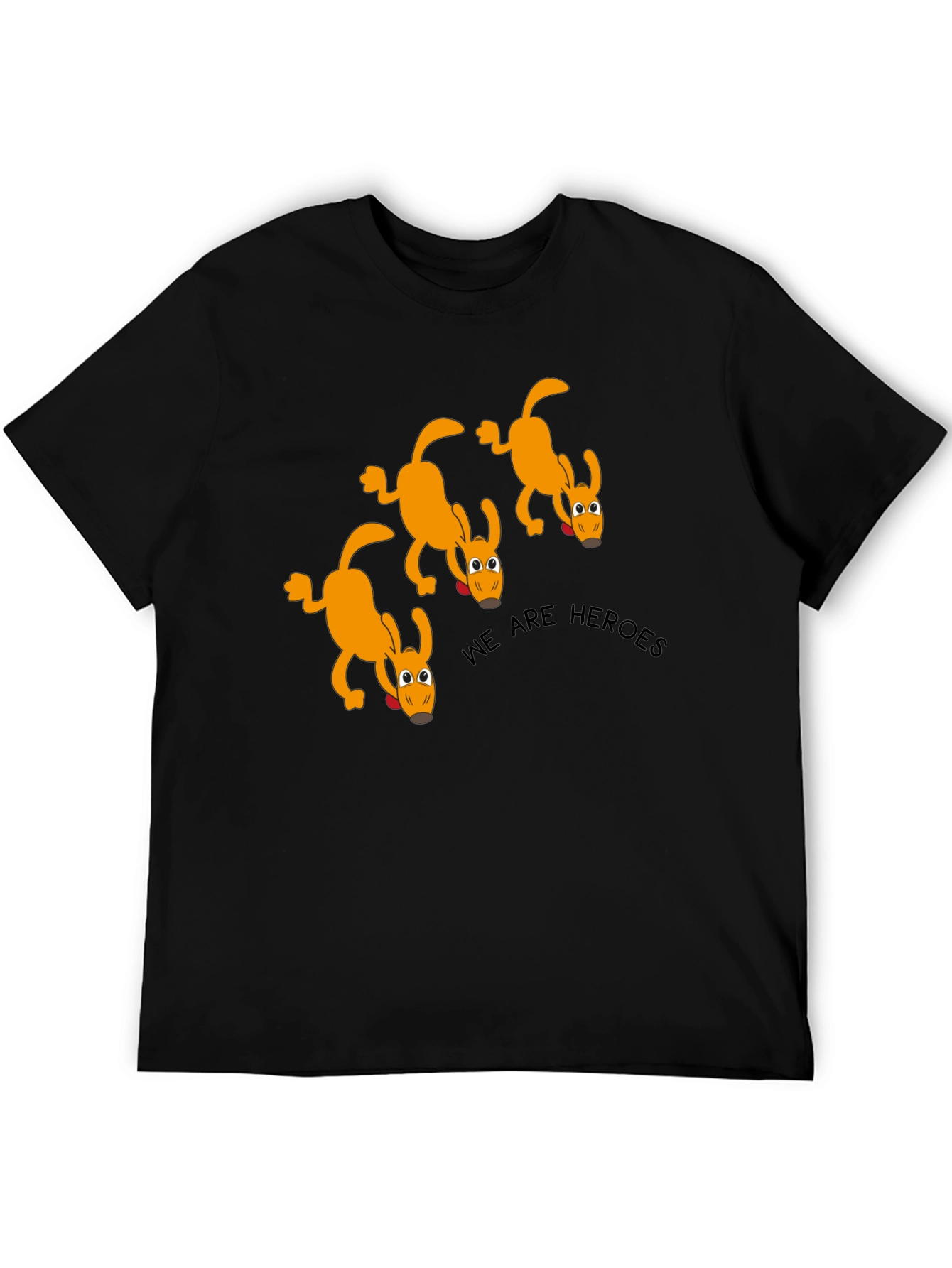 We Are Heroes Dog Graphic Black T-Shirt