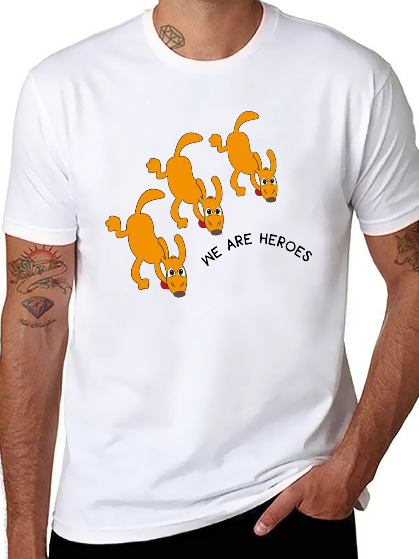 We Are Heroes Dog Graphic Black T-Shirt