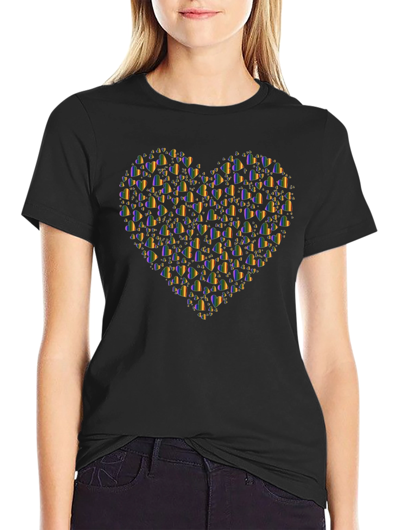 LGBT Pride Heart Graphic Tee - Black