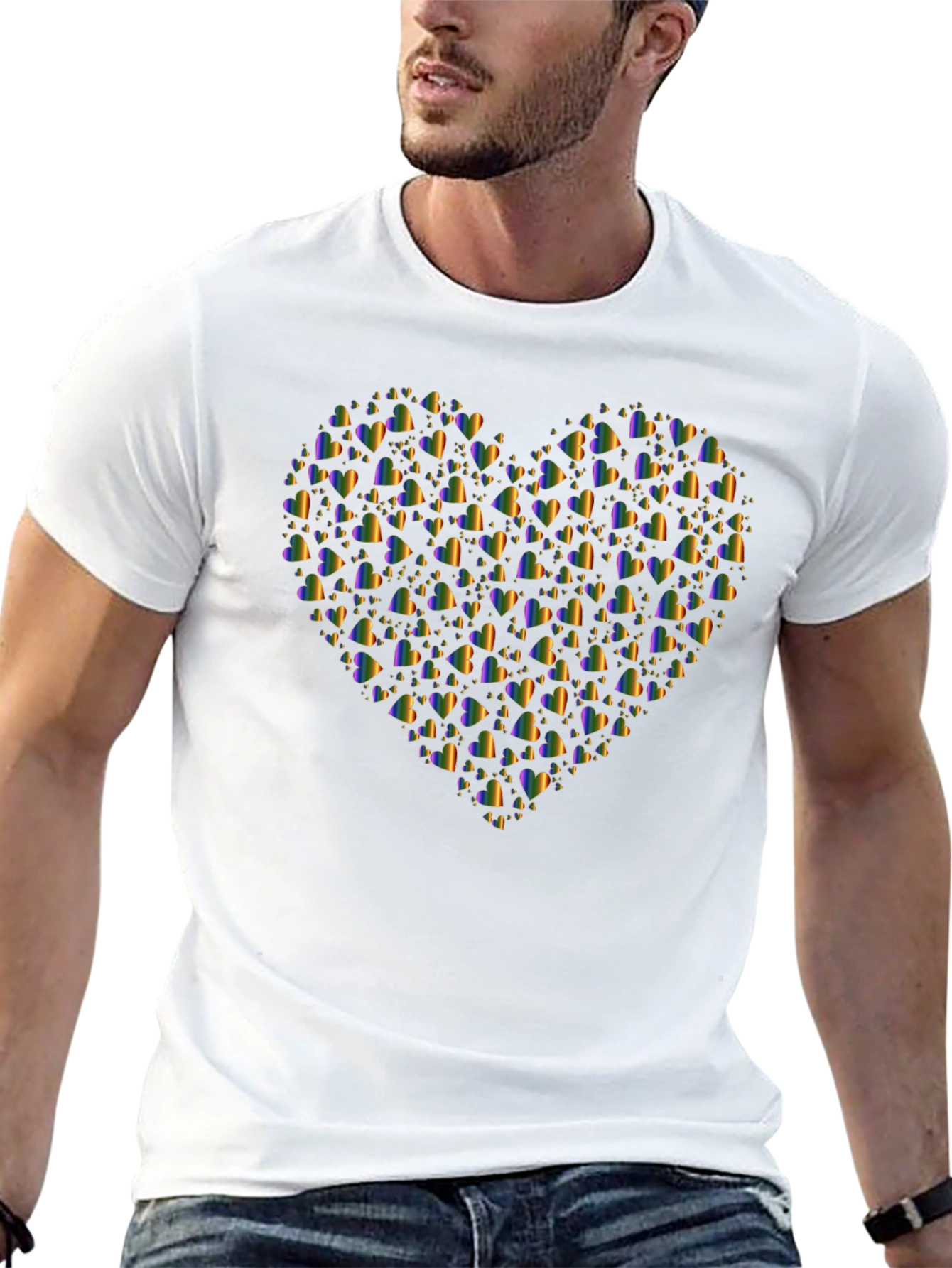 LGBT Pride Heart Graphic Tee - Black