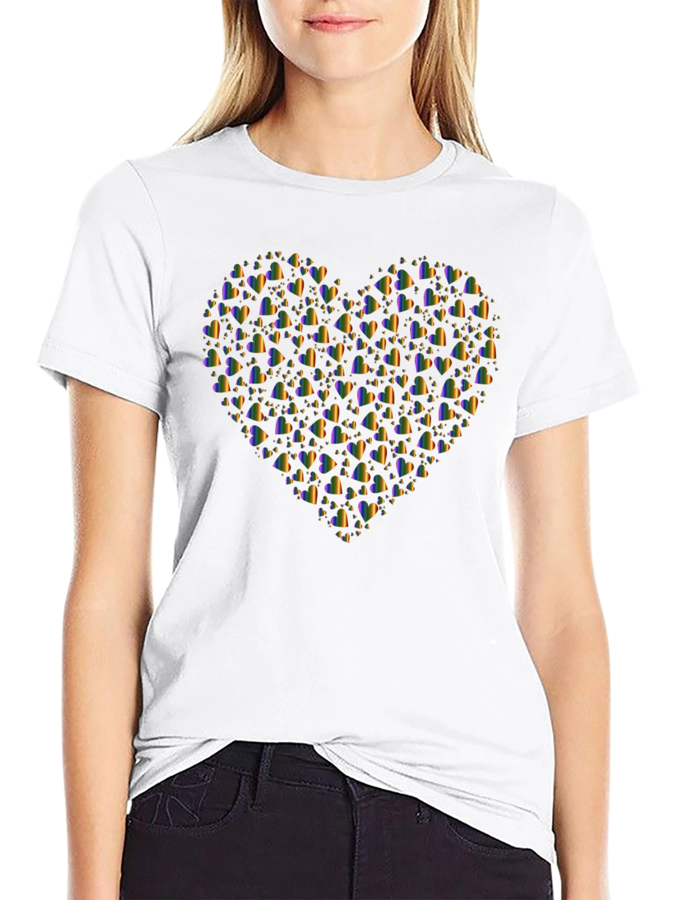 LGBT Pride Heart Graphic Tee - Black