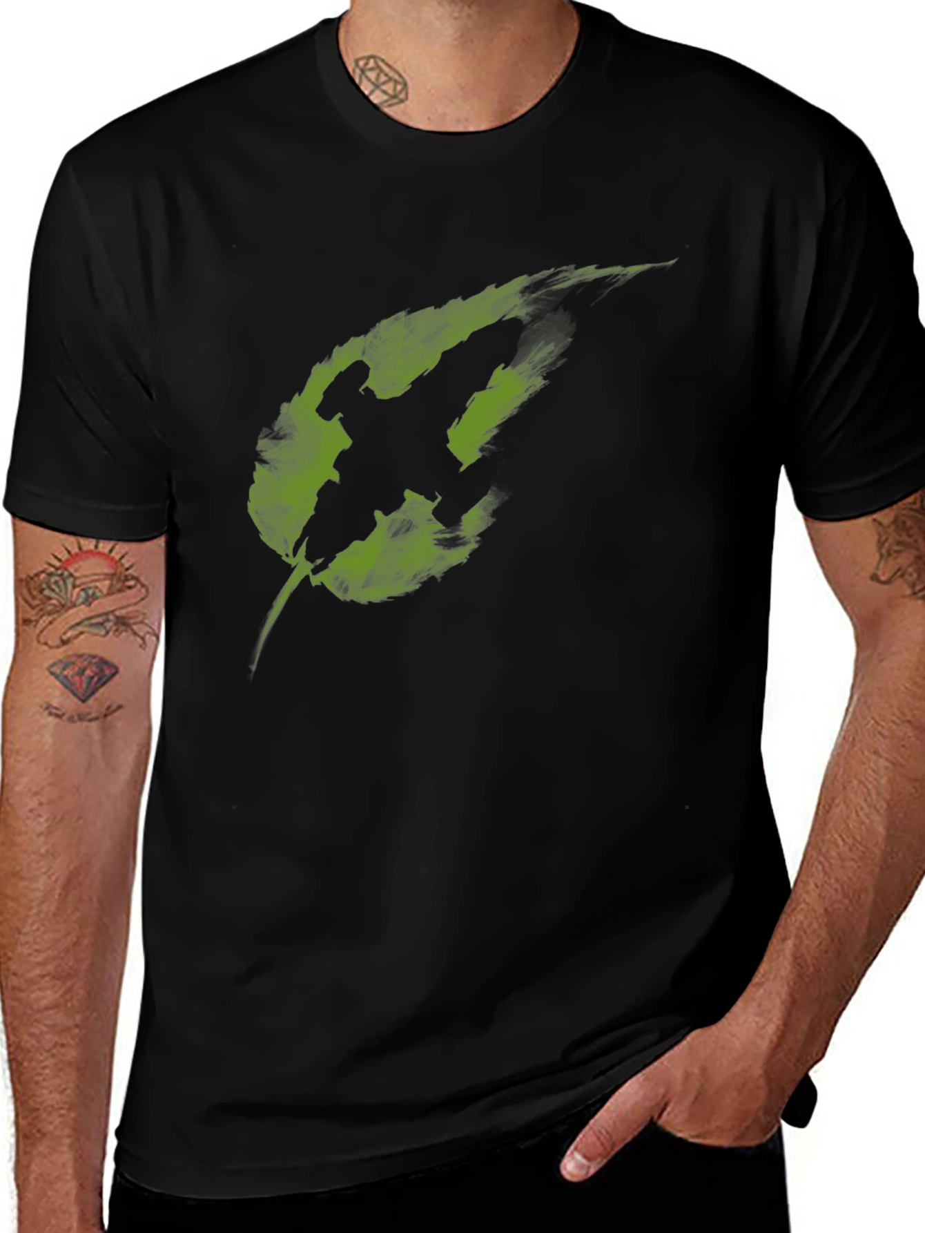 Leaf Warrior Graphic T-Shirt - Cool Black Tee