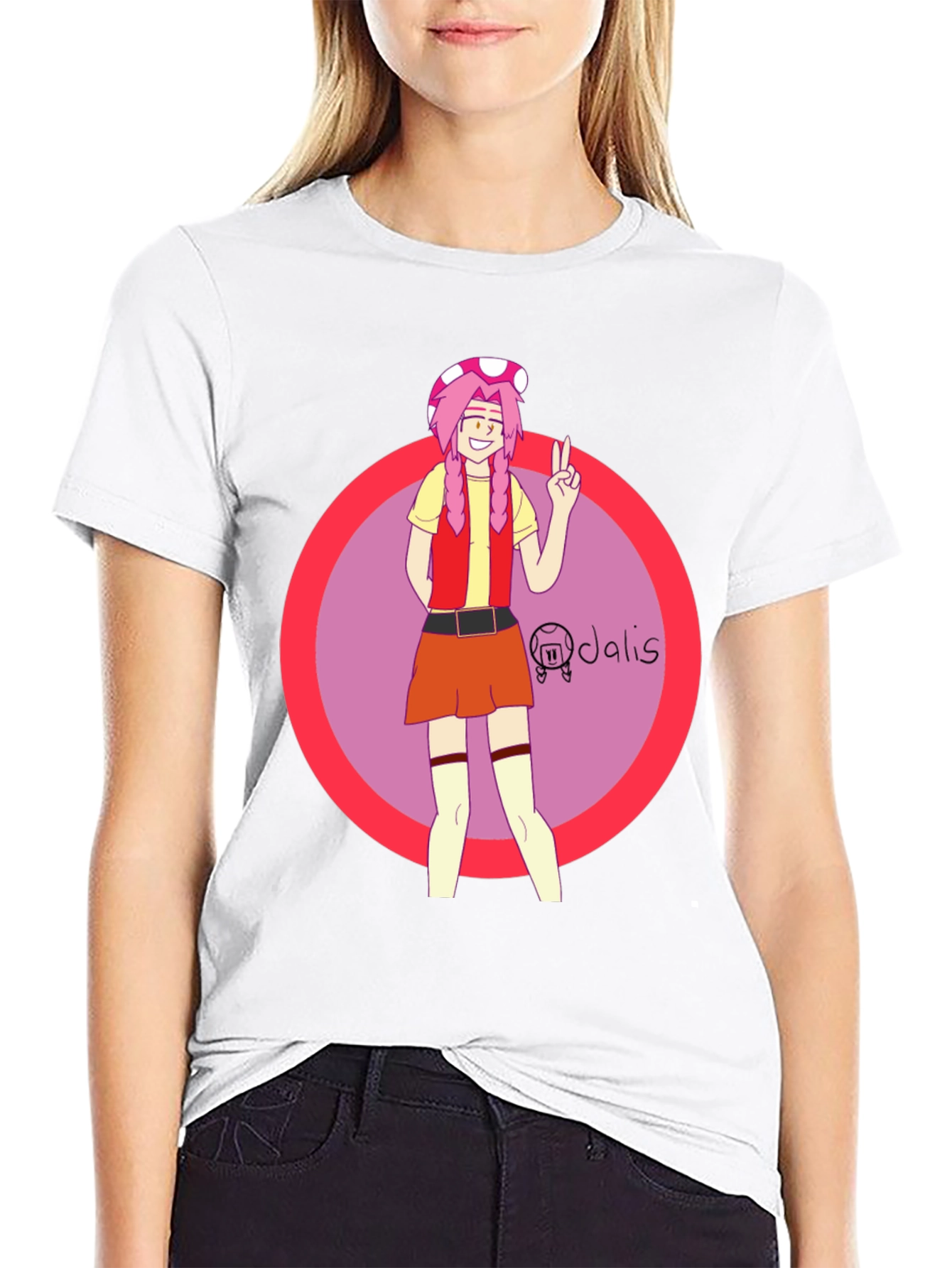 Toadette Inspired Graphic Tee - Black Cotton Blend
