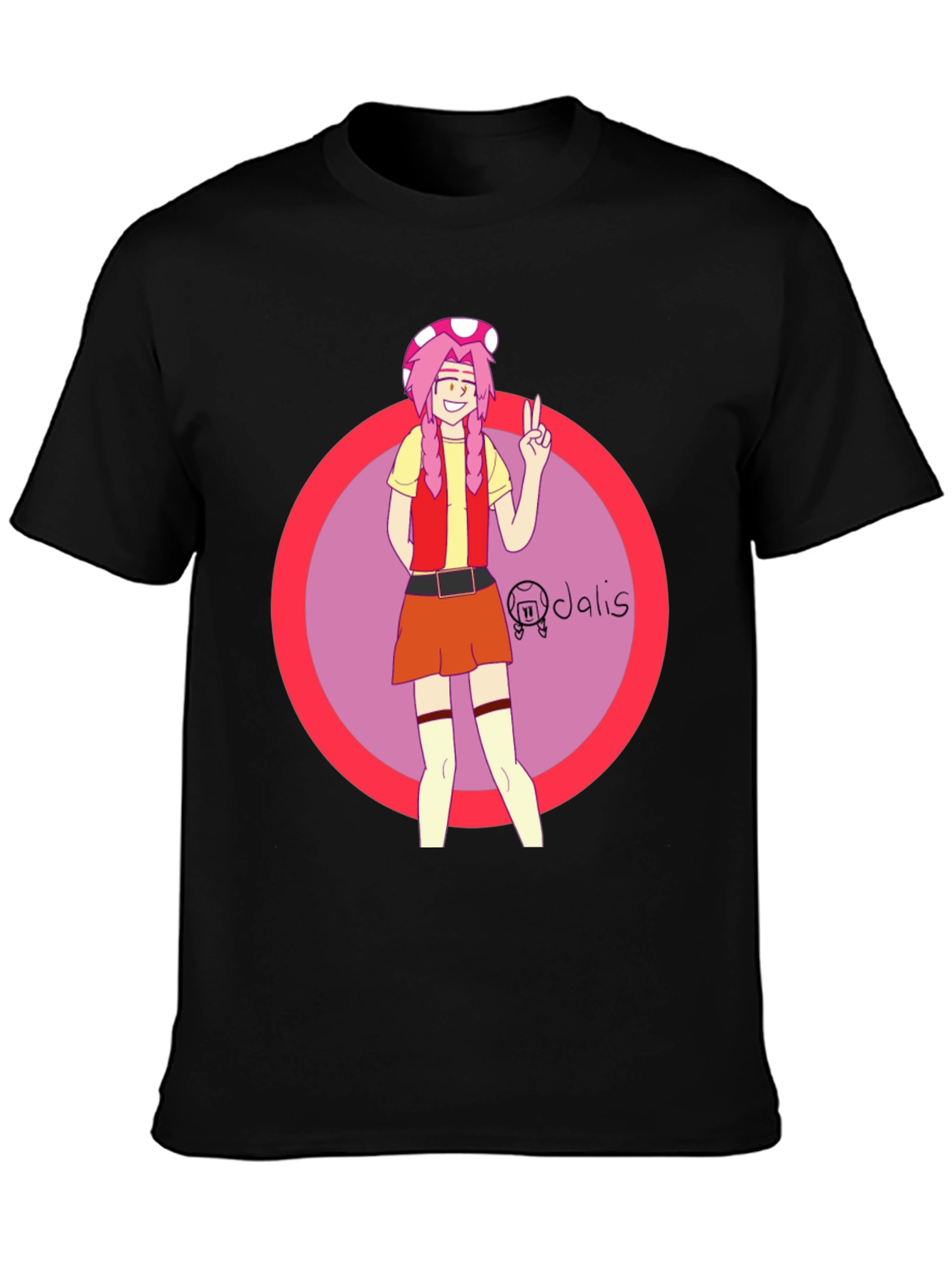 Toadette Inspired Graphic Tee - Black Cotton Blend