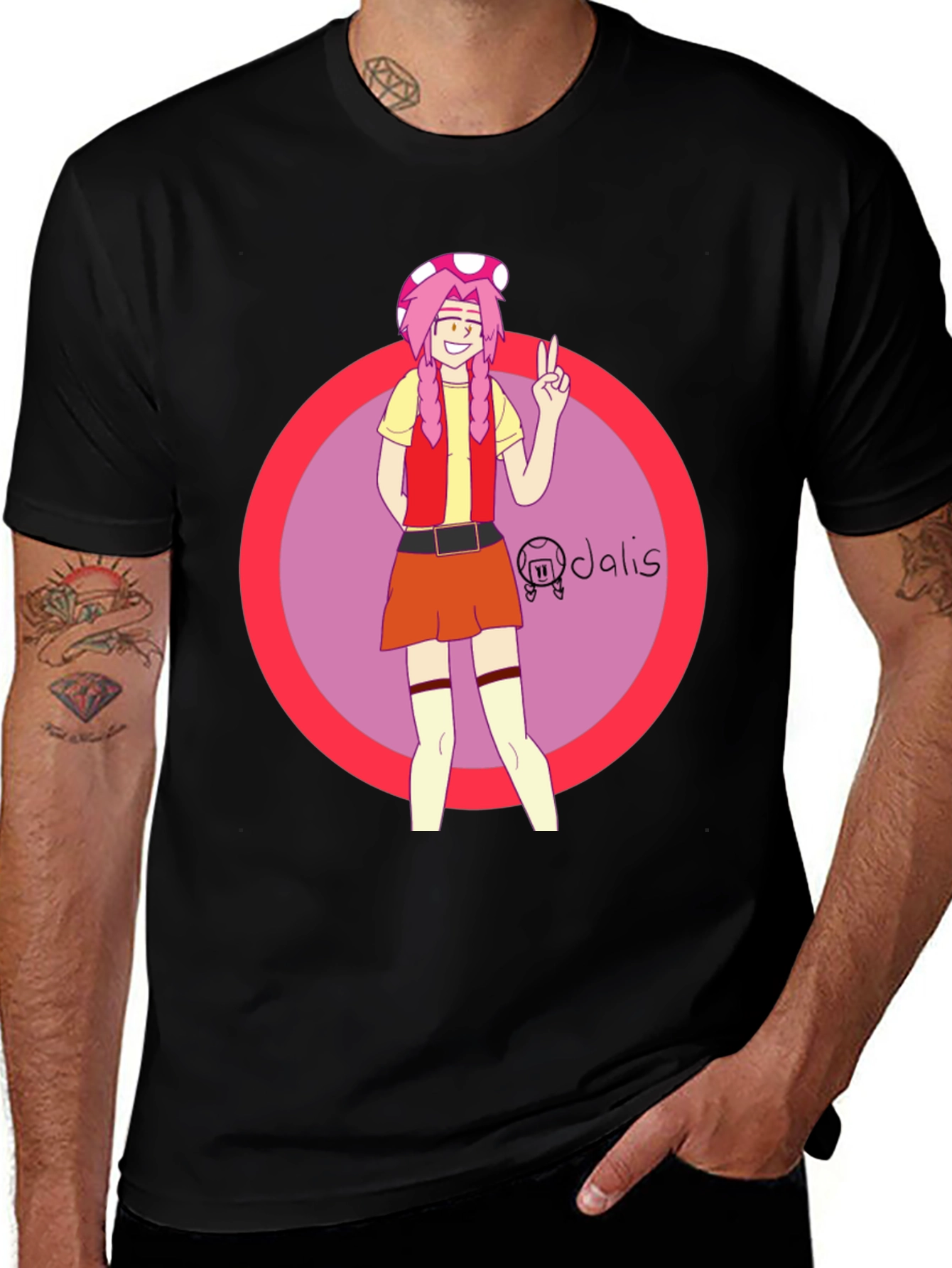 Toadette Inspired Graphic Tee - Black Cotton Blend