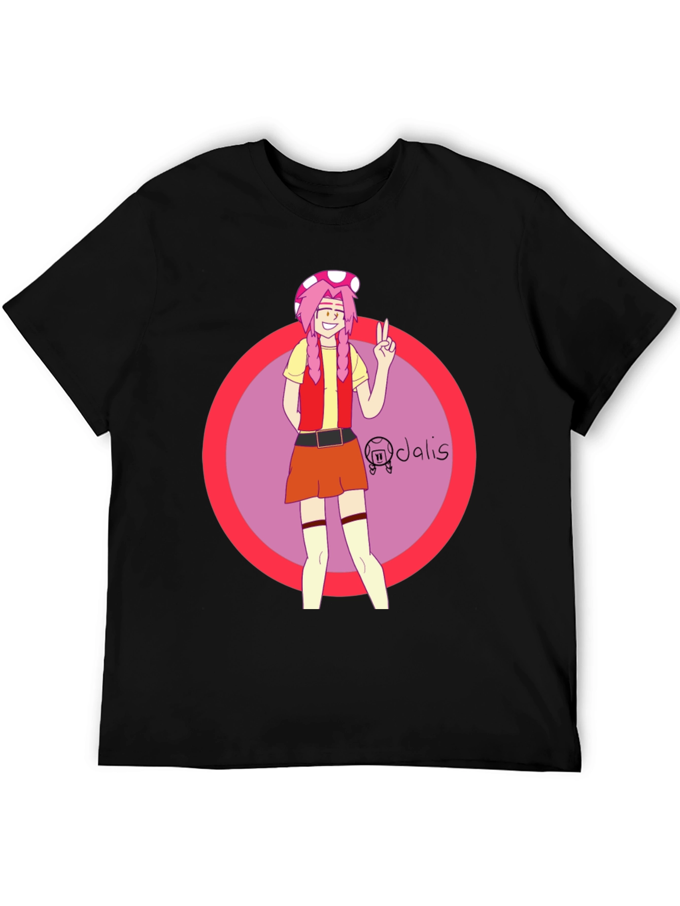 Toadette Inspired Graphic Tee - Black Cotton Blend