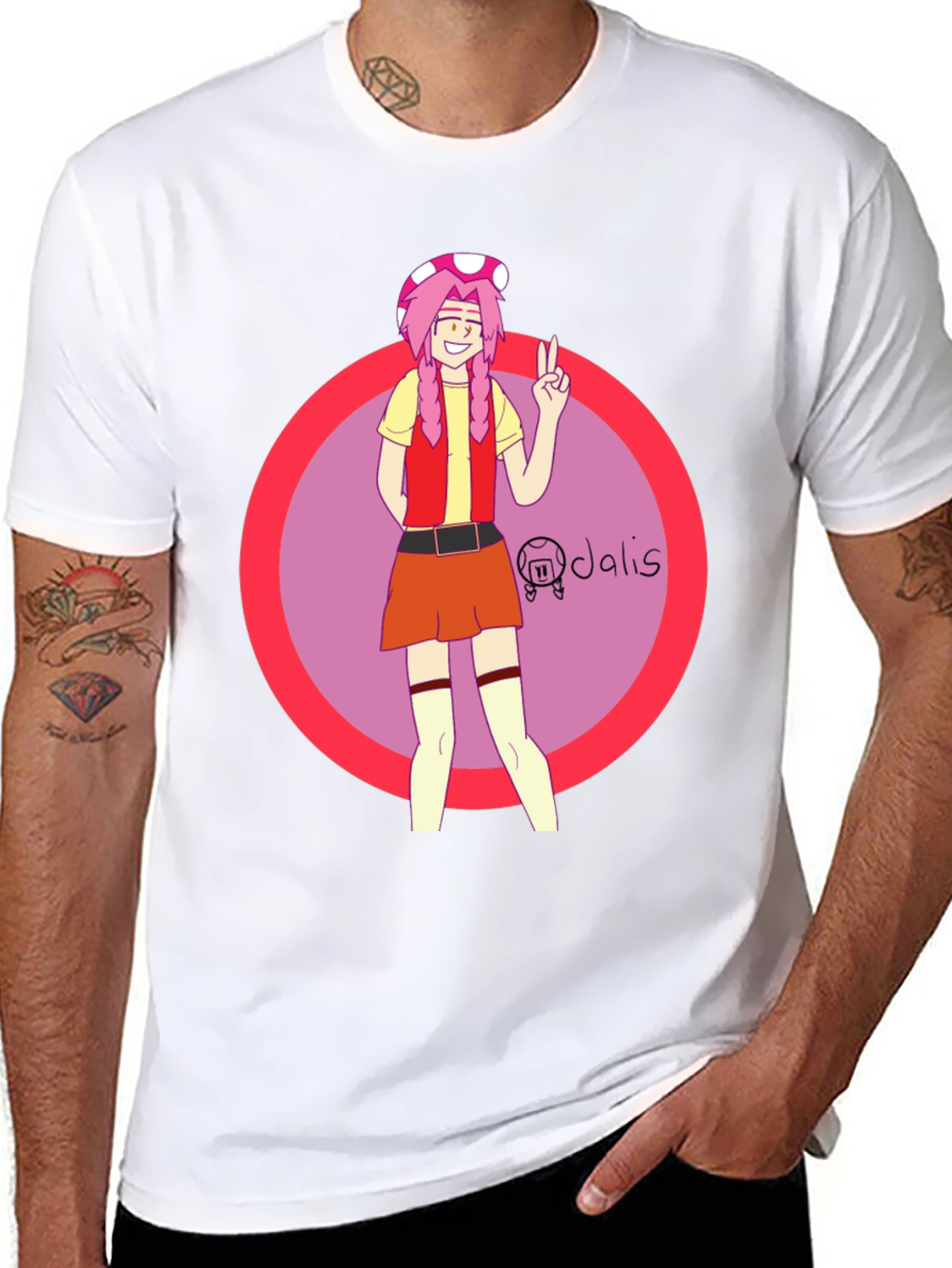 Toadette Inspired Graphic Tee - Black Cotton Blend