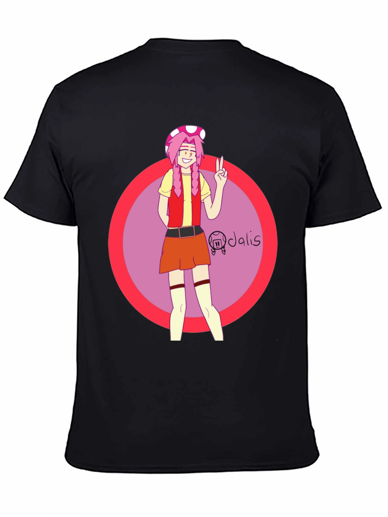 Toadette Inspired Graphic Tee - Black Cotton Blend