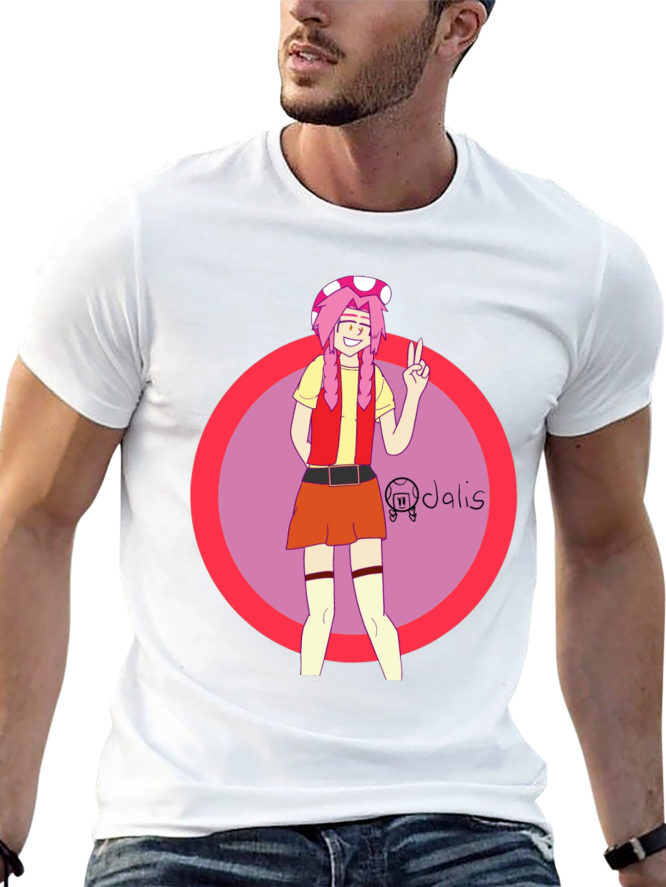 Toadette Inspired Graphic Tee - Black Cotton Blend