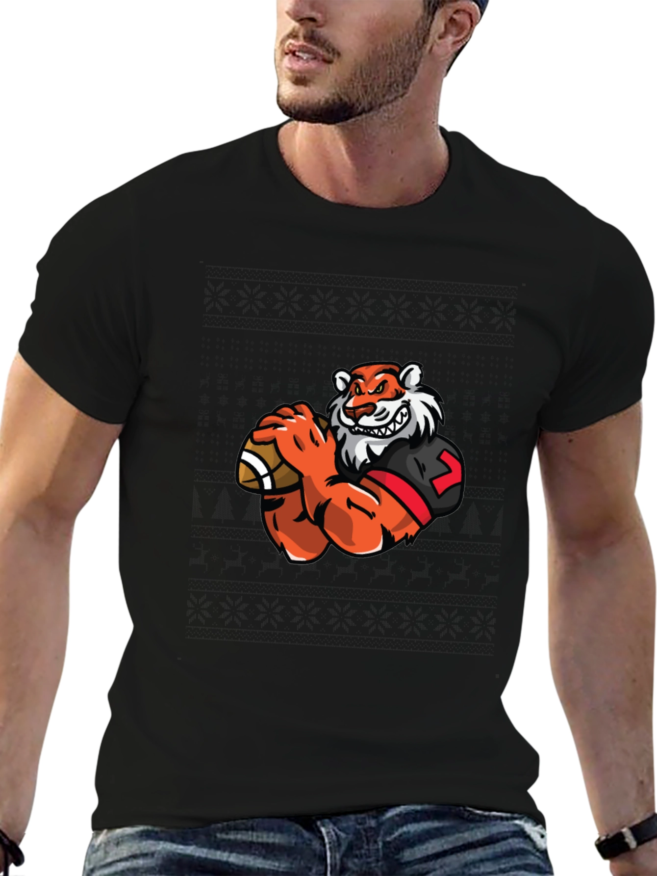 Tiger Football T-Shirt - Black