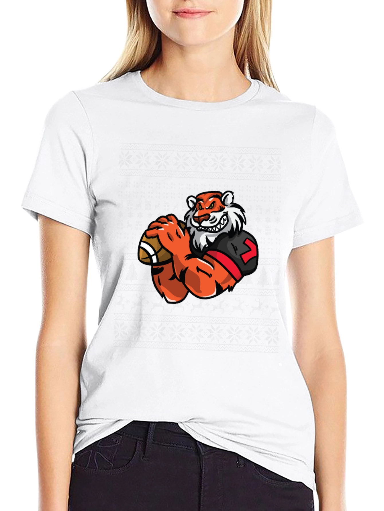 Tiger Football T-Shirt - Black