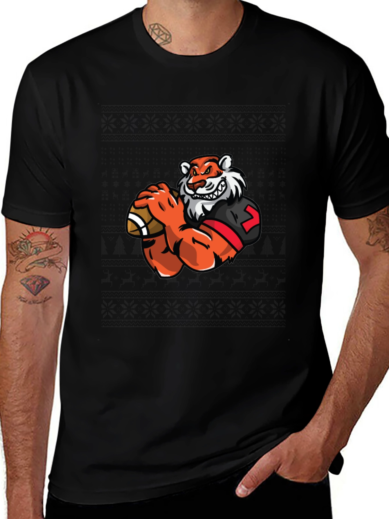 Tiger Football T-Shirt - Black