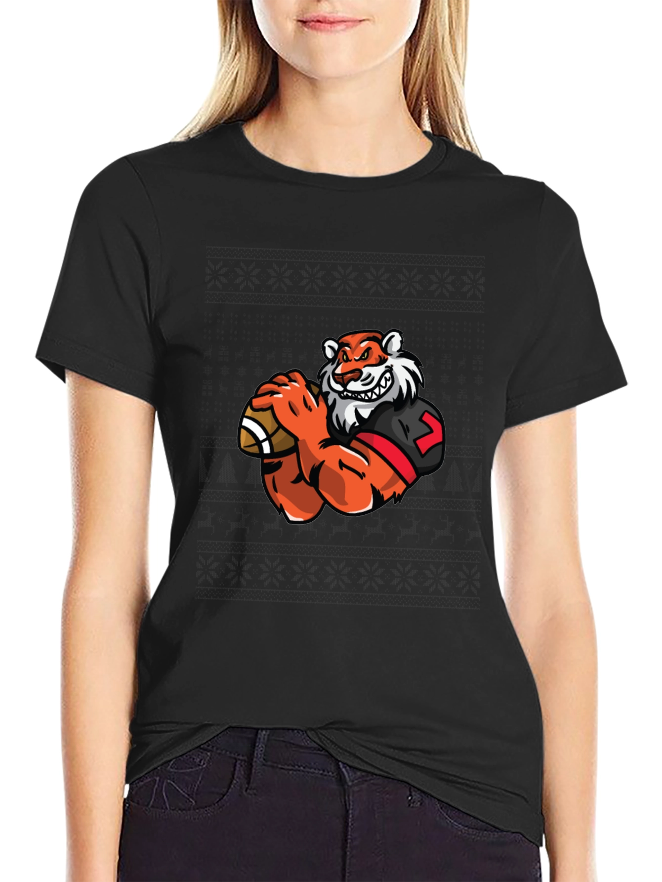 Tiger Football T-Shirt - Black