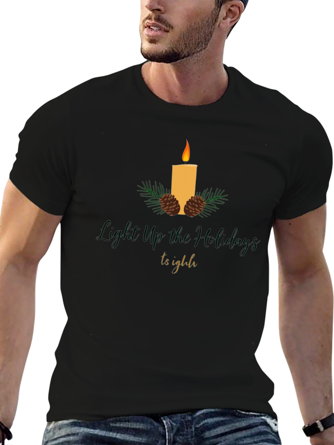 Festive Holiday Candle T-Shirt - Light Up The Holidays