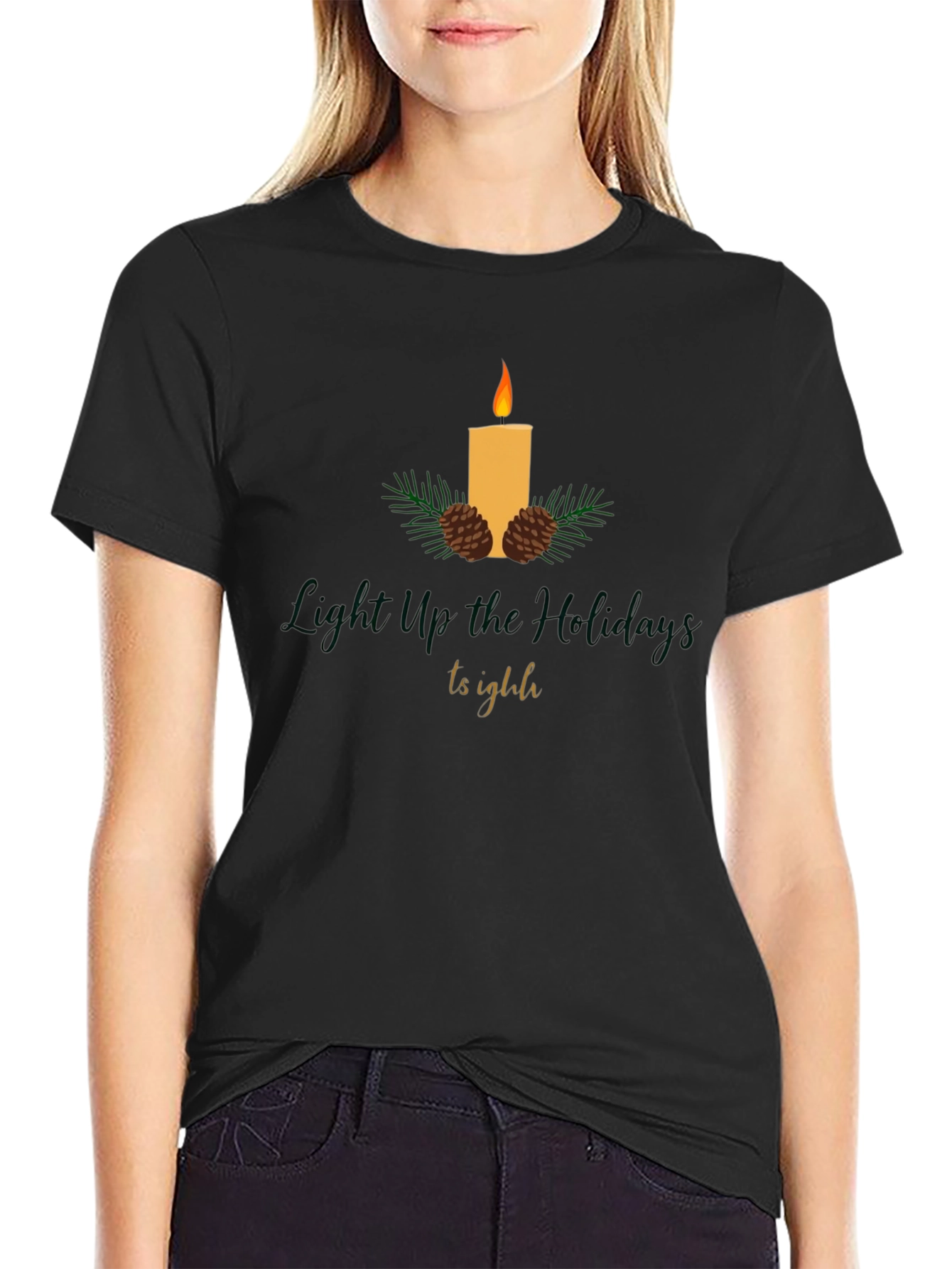 Festive Holiday Candle T-Shirt - Light Up The Holidays
