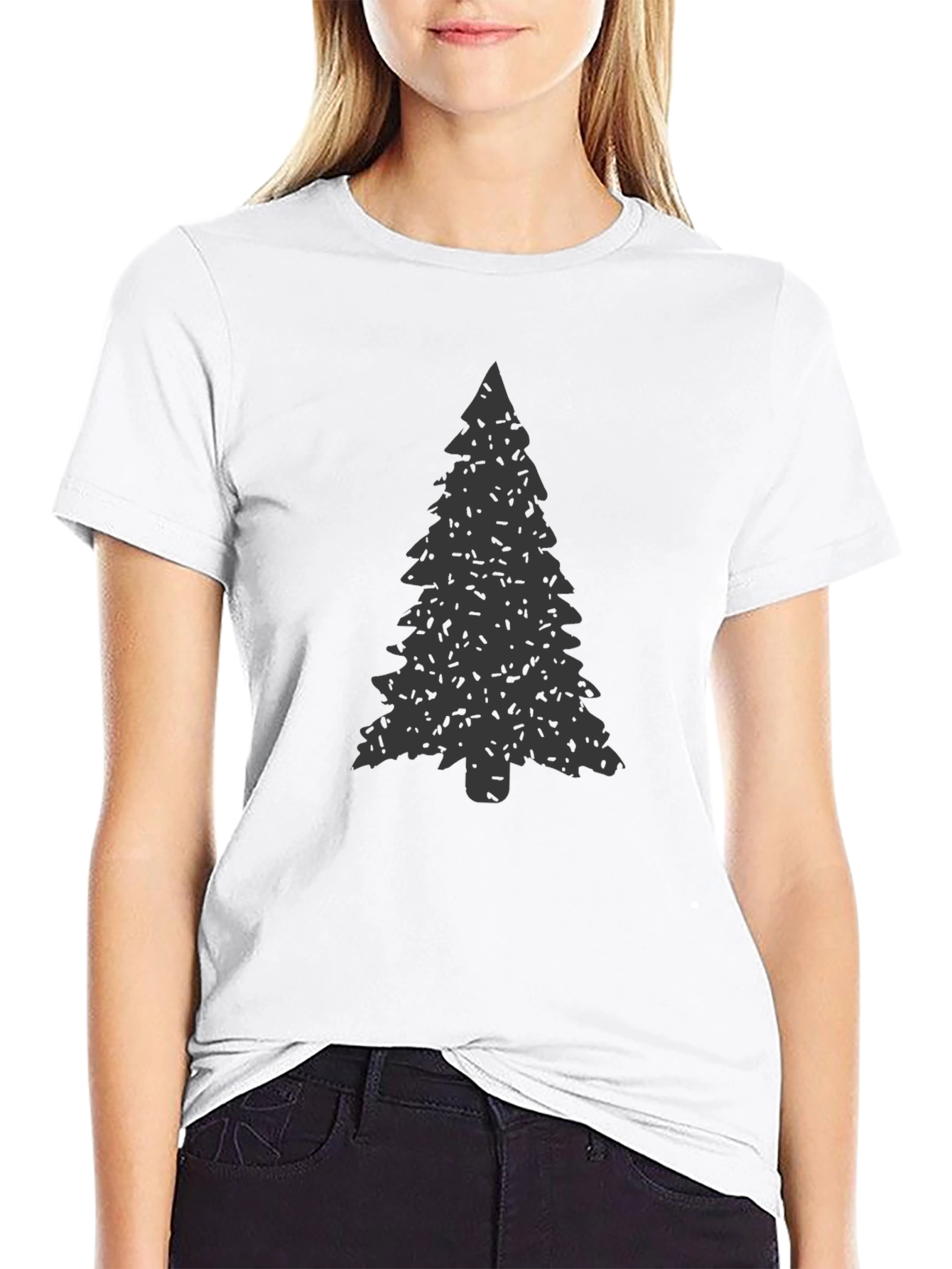 Evergreen Tree Graphic Tee - Soft Black Cotton Shirt
