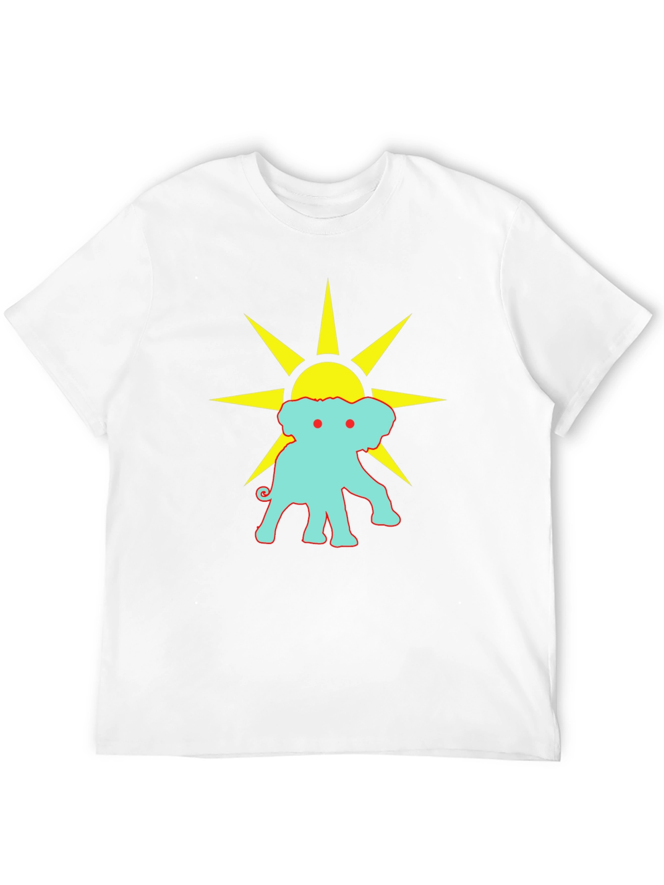 Black Graphic Tee: Elephant Sun Design