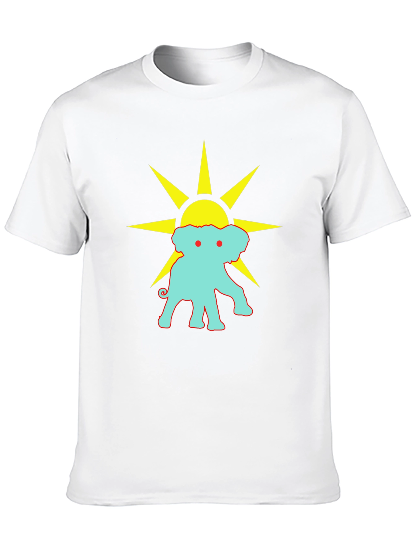 Black Graphic Tee: Elephant Sun Design