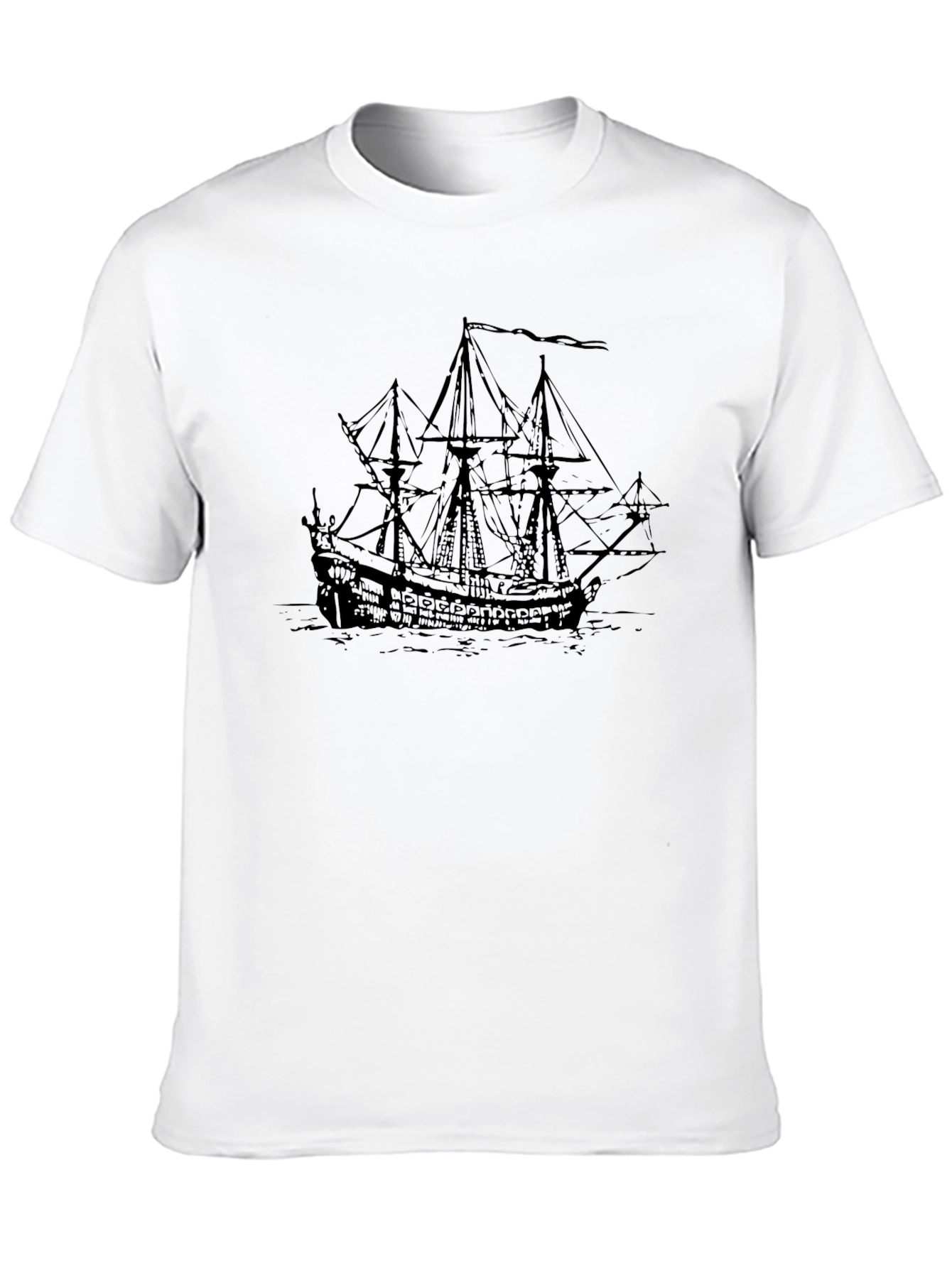 Black Pirate Ship Graphic T-Shirt