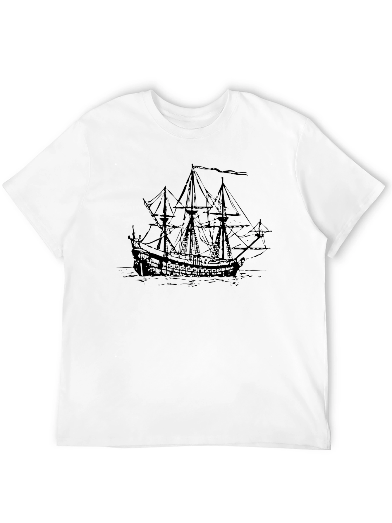 Black Pirate Ship Graphic T-Shirt