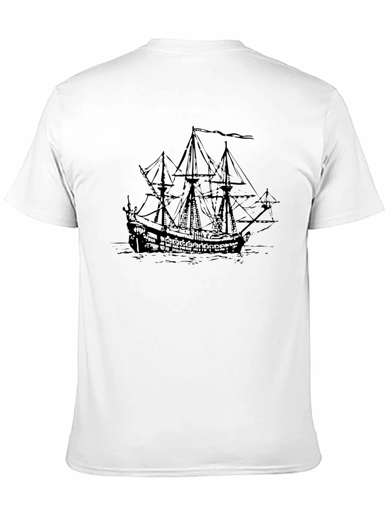 Black Pirate Ship Graphic T-Shirt