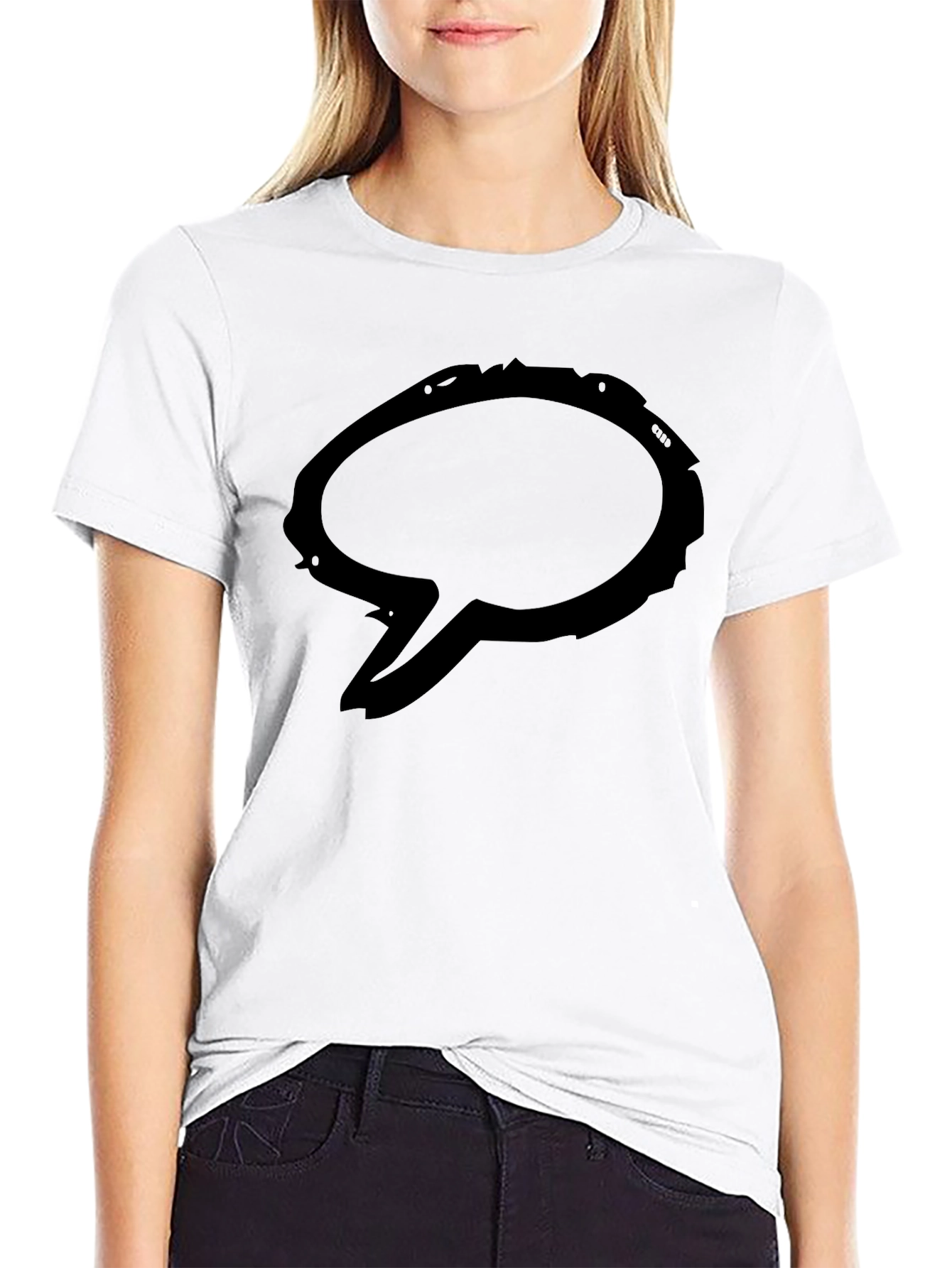 Mens Black Graphic Tee - Speech Bubble Design