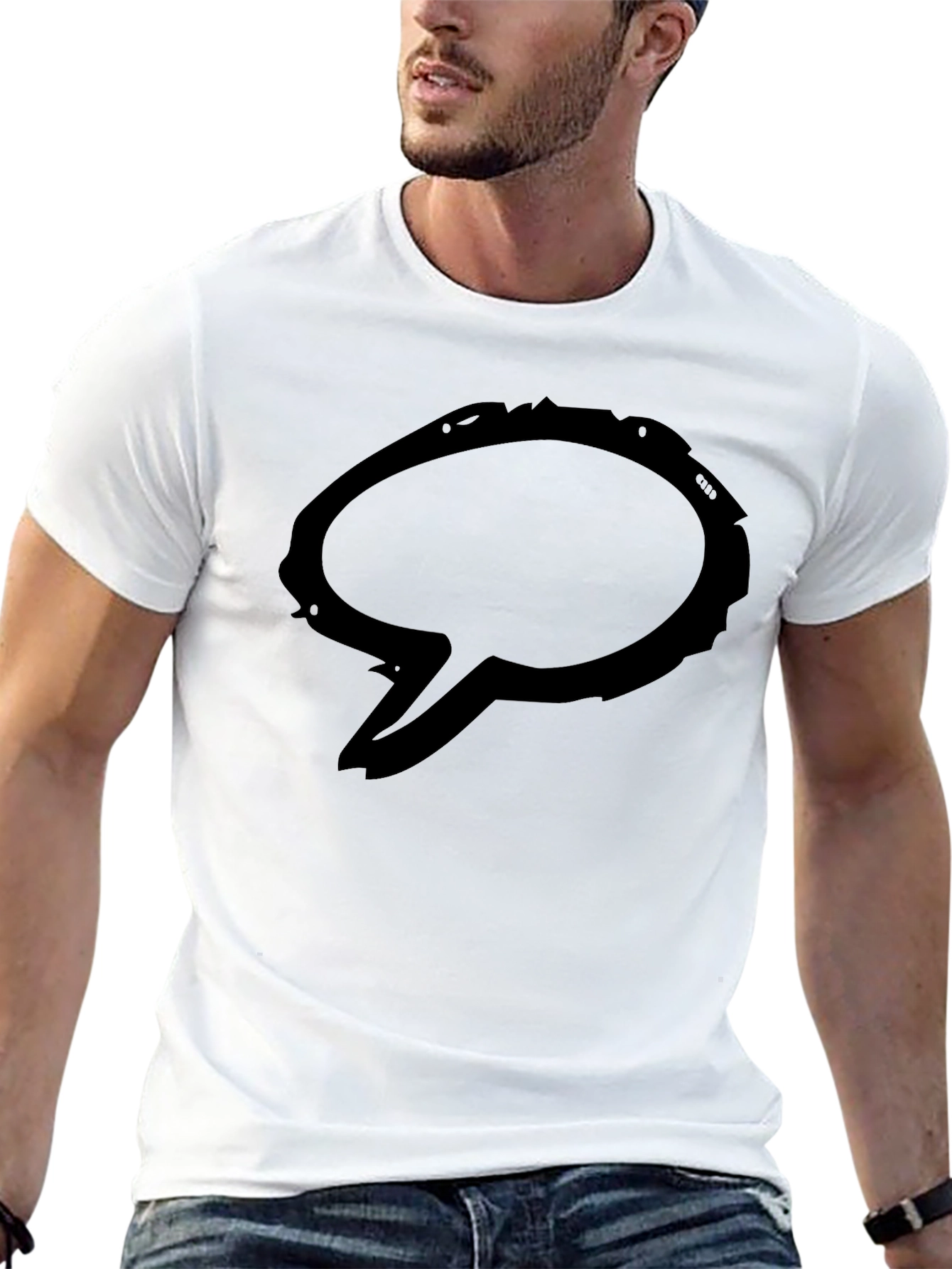 Mens Black Graphic Tee - Speech Bubble Design
