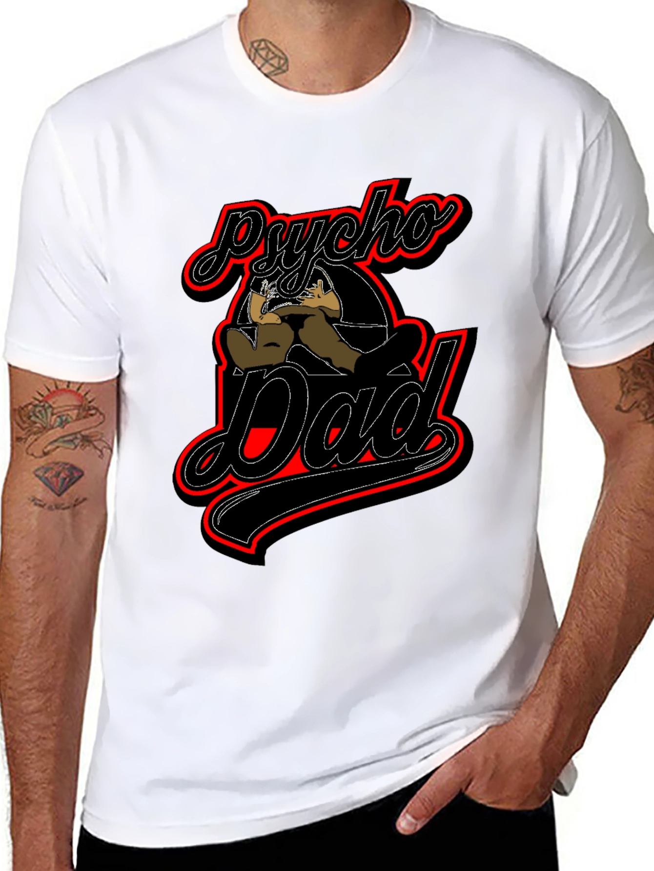 Psycho Dad Graphic T-Shirt - Novelty Fathers Day Tee