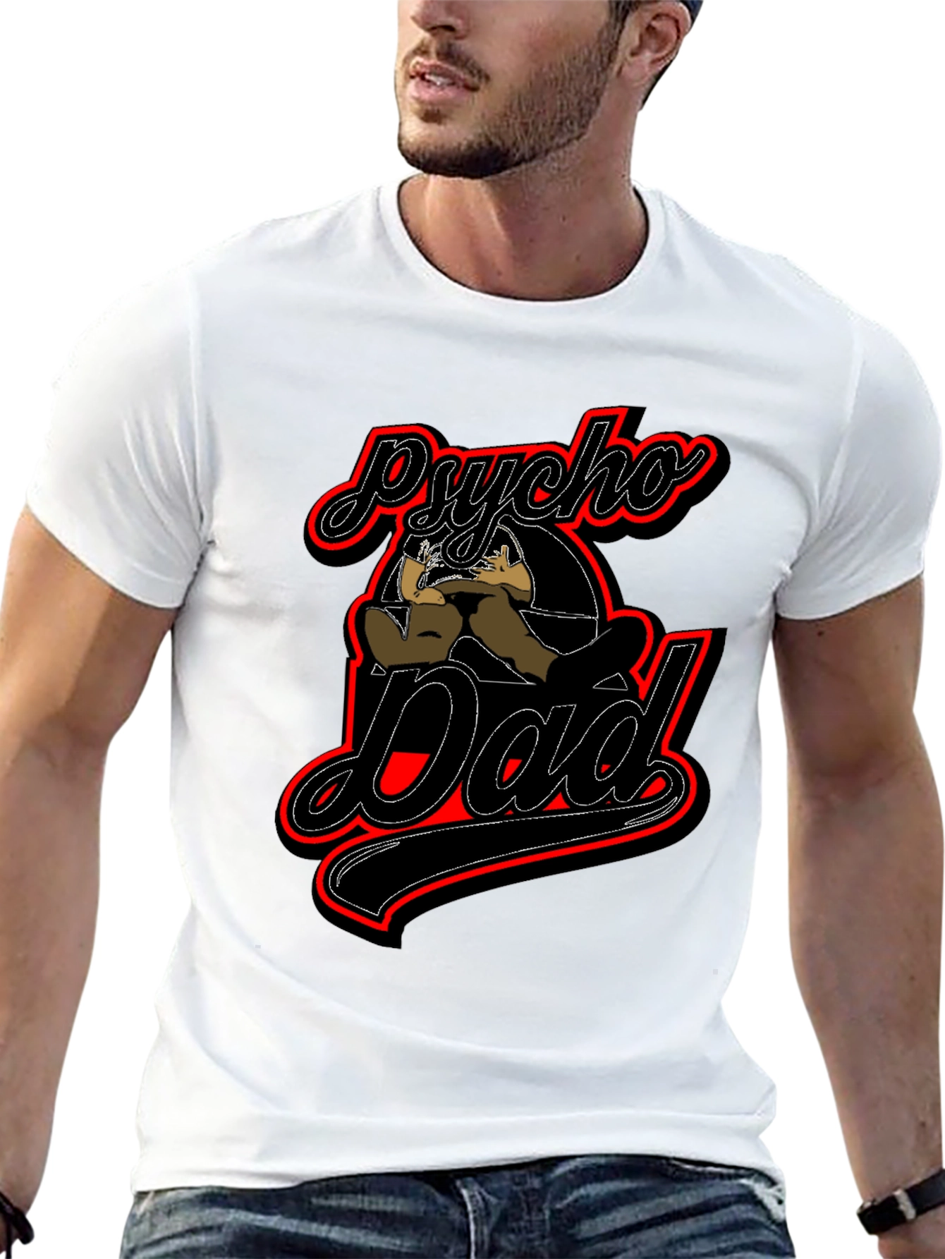 Psycho Dad Graphic T-Shirt - Novelty Fathers Day Tee