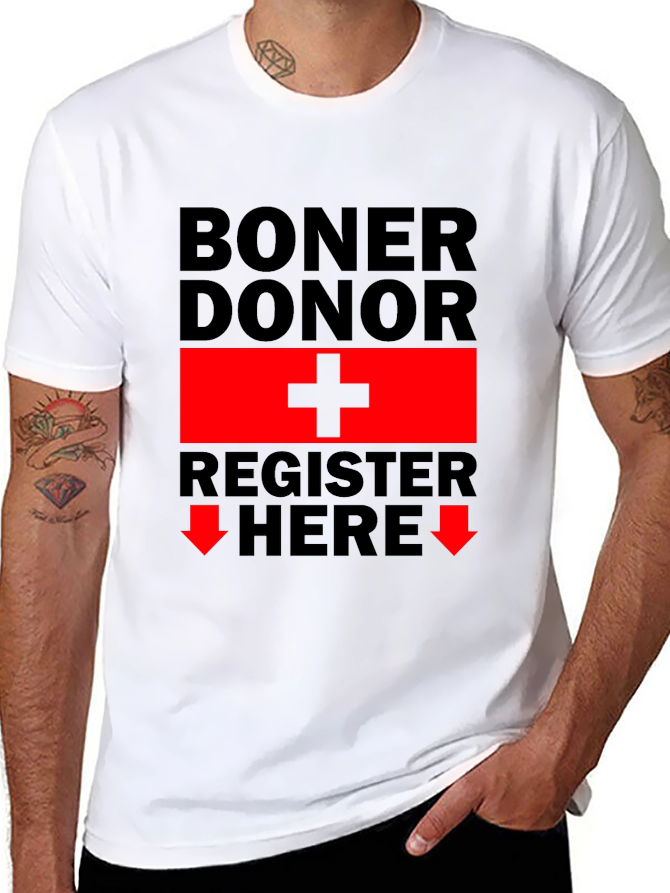 Boner Donor Register Here Funny Graphic Tee