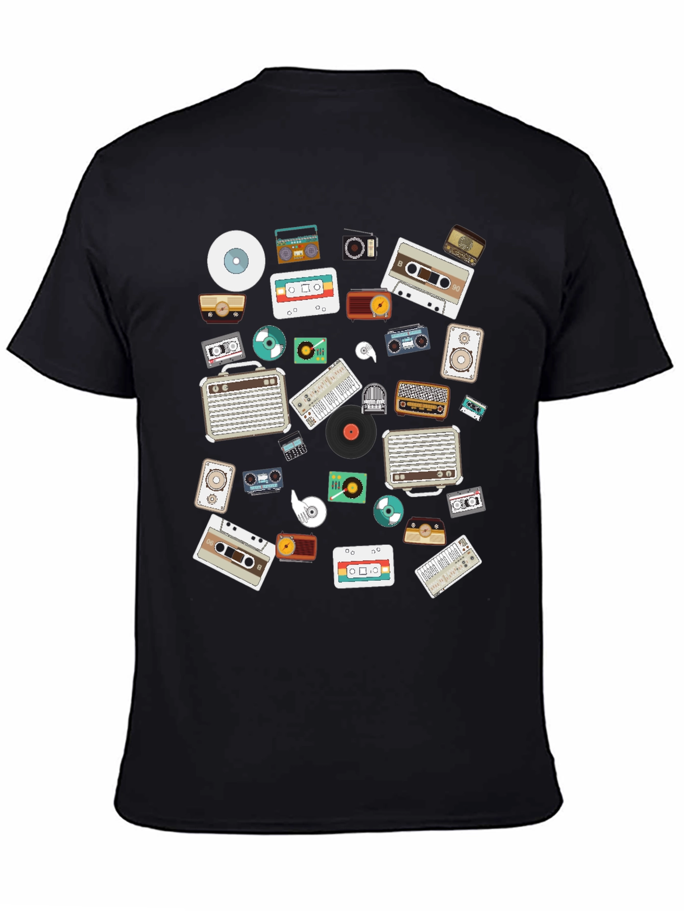 Retro Music Lovers Black Graphic Tee