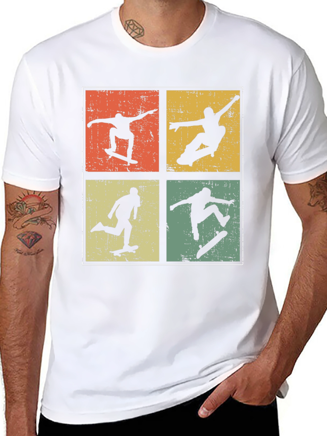Retro Skateboarder Silhouette Graphic T-Shirt
