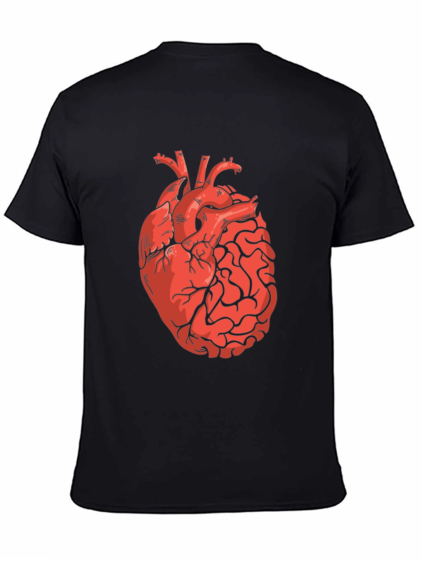 Heart and Brain Graphic Print Black T-Shirt