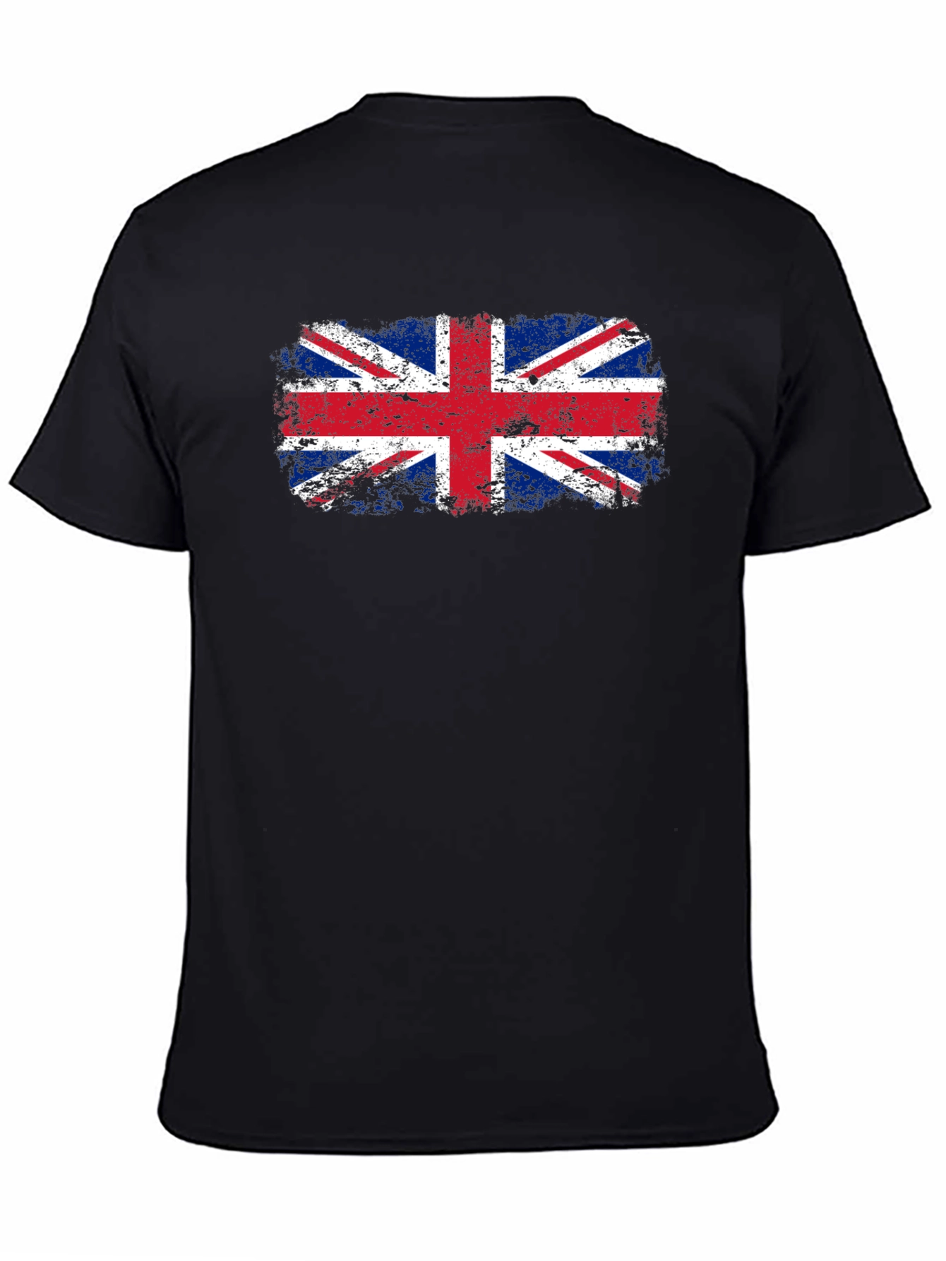Union Jack Flag Distressed Graphic Tee - Black